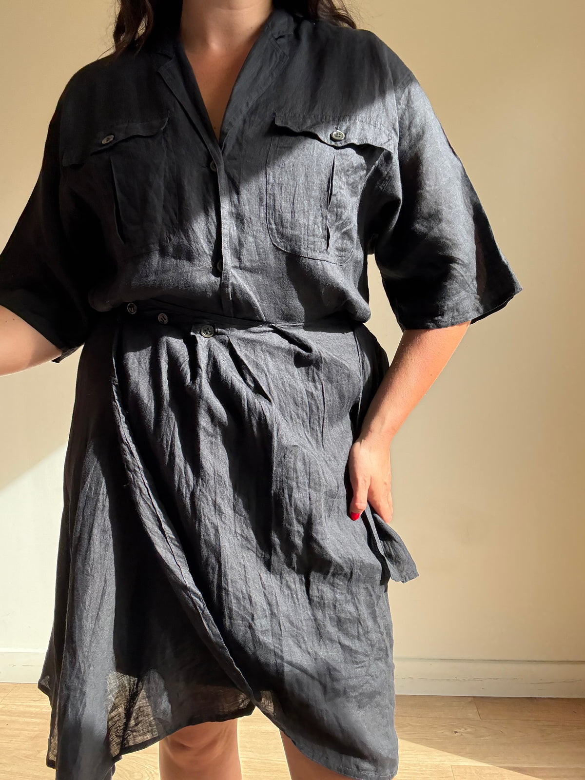Vintage Max Mara Linen Button Up Dress, 12-14