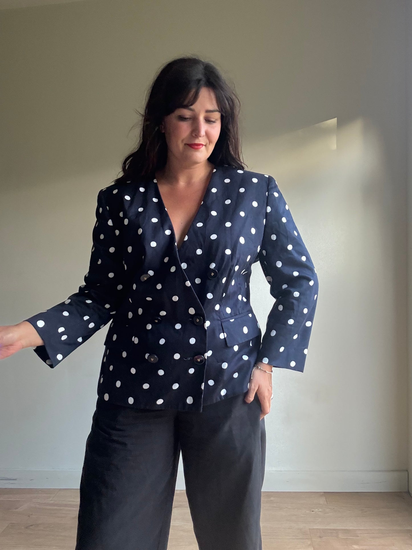 Louis Féraud Vintage French Polka Dot Blazer, XL