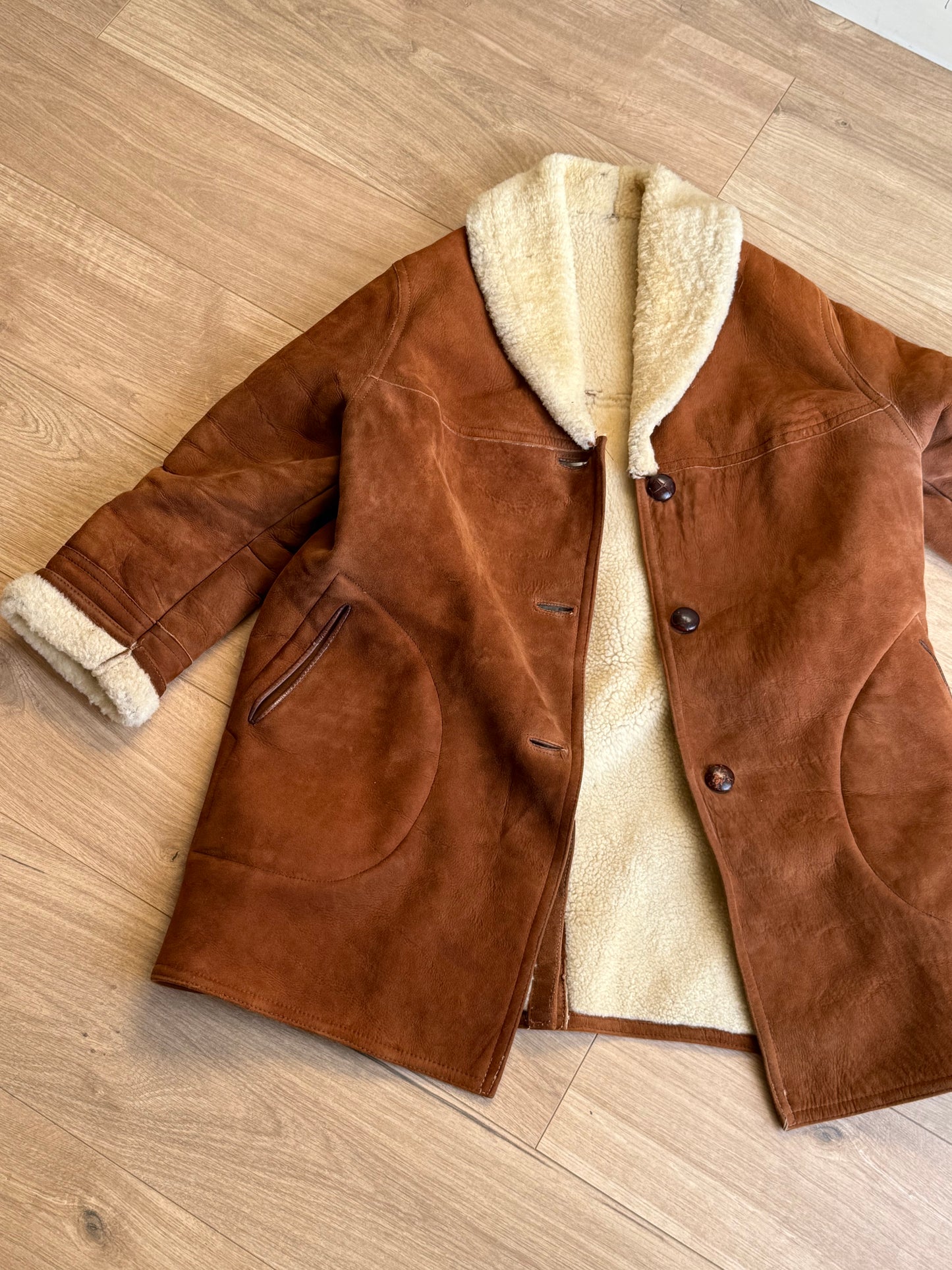 Vintage Sheepskin Shearling Coat, L/XL