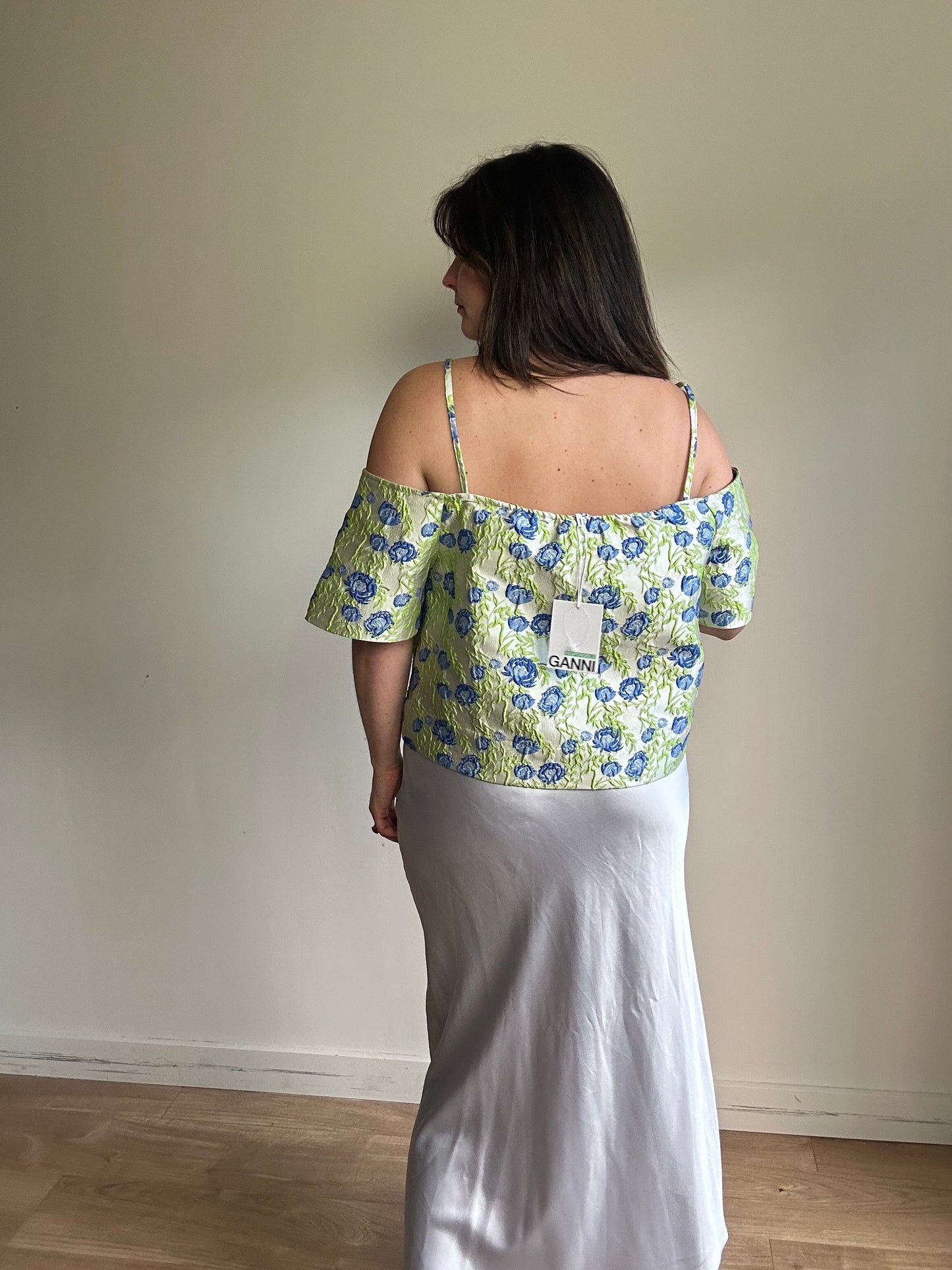 Ganni NEW Floral Jacquard Blouse, 42
