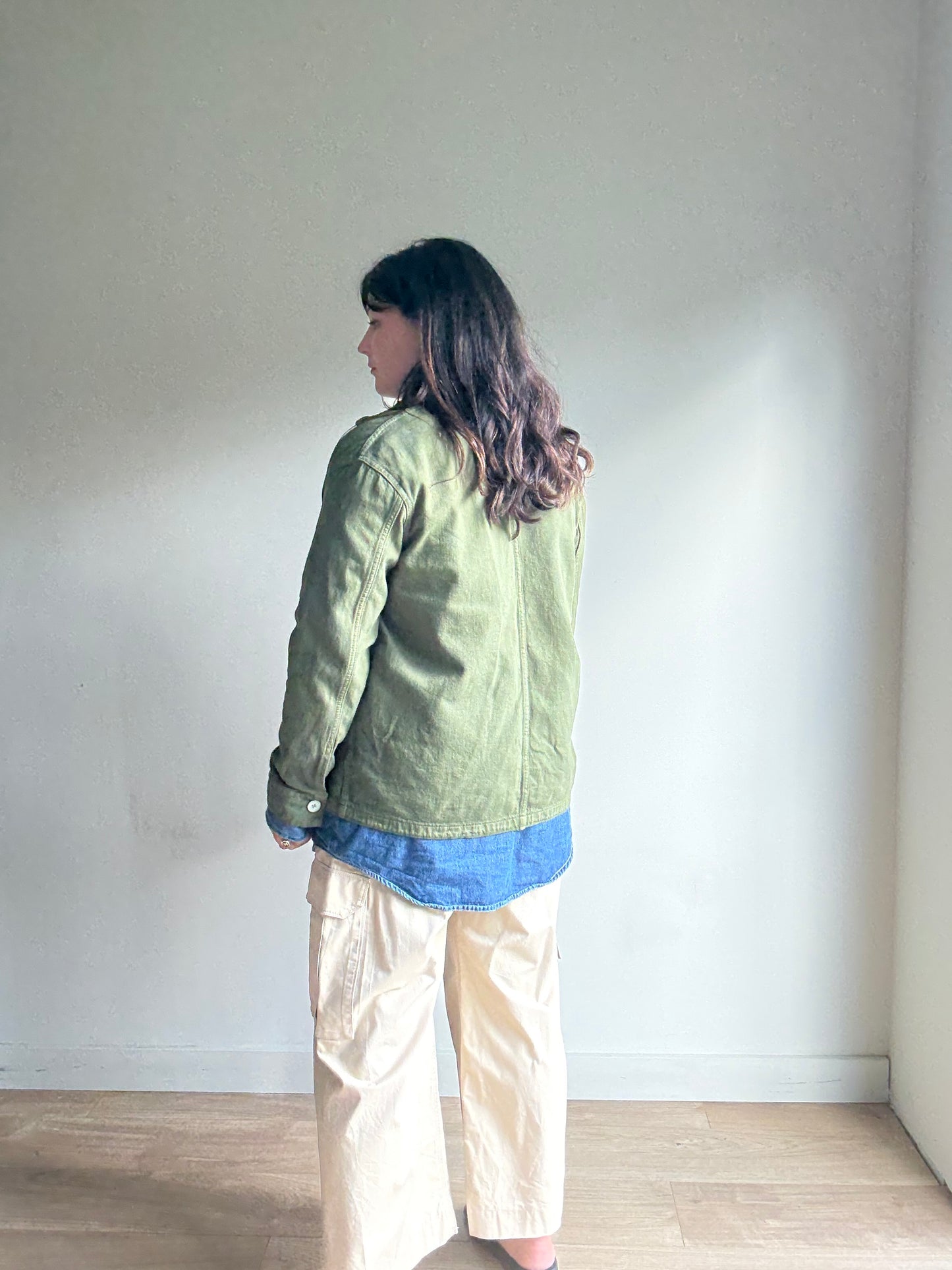 Green Zara Cotton Casual Jacket, S