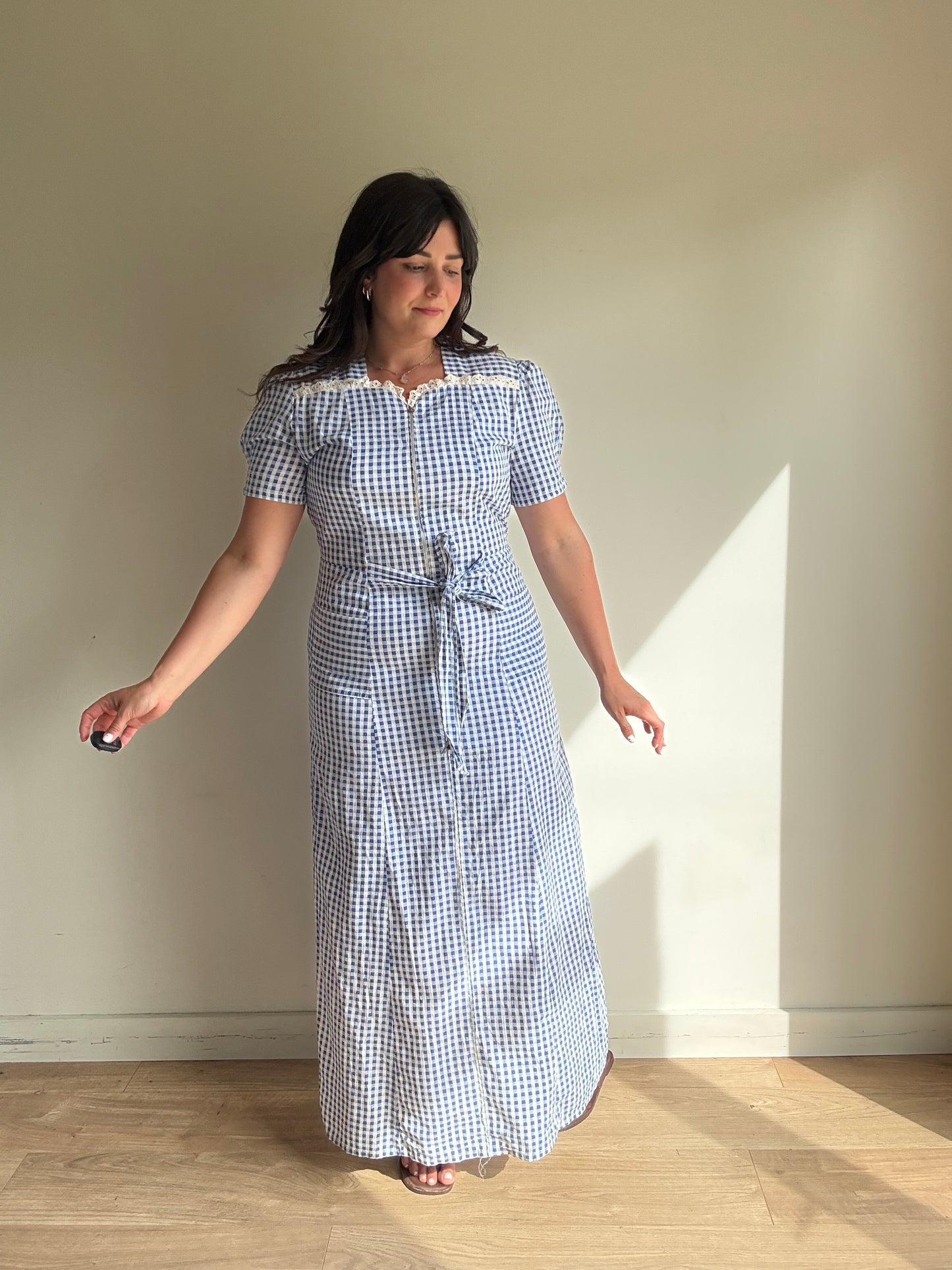 Vintage Handmade Gingham Dress, M