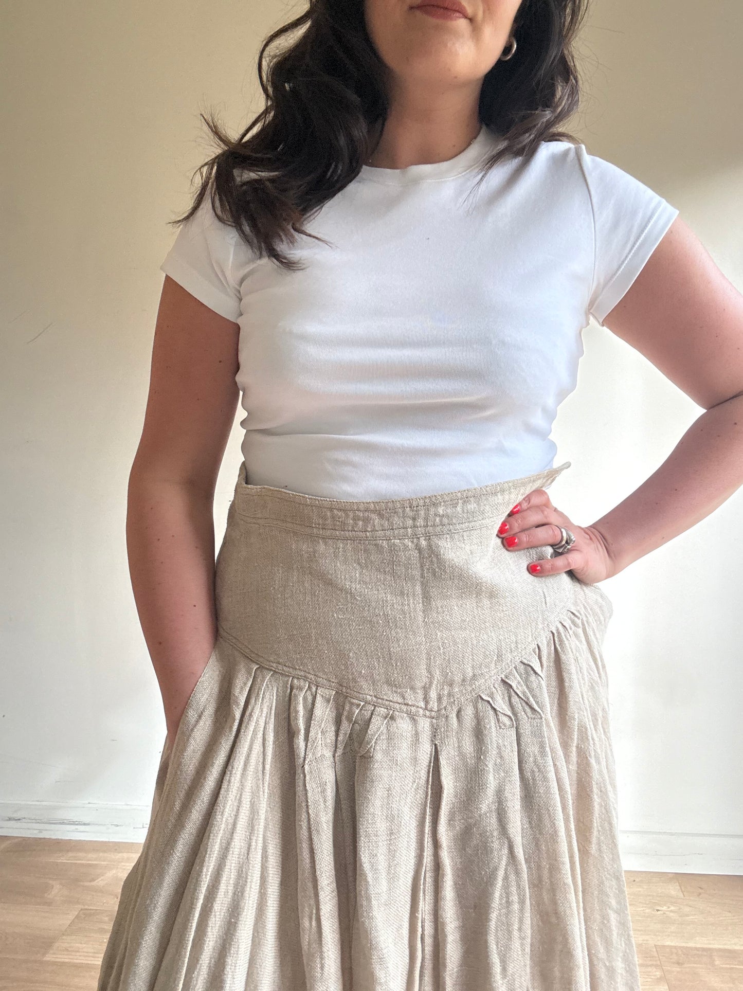 Vintage Umberto Ginocchietti Italian Linen Pleated Skirt, 8