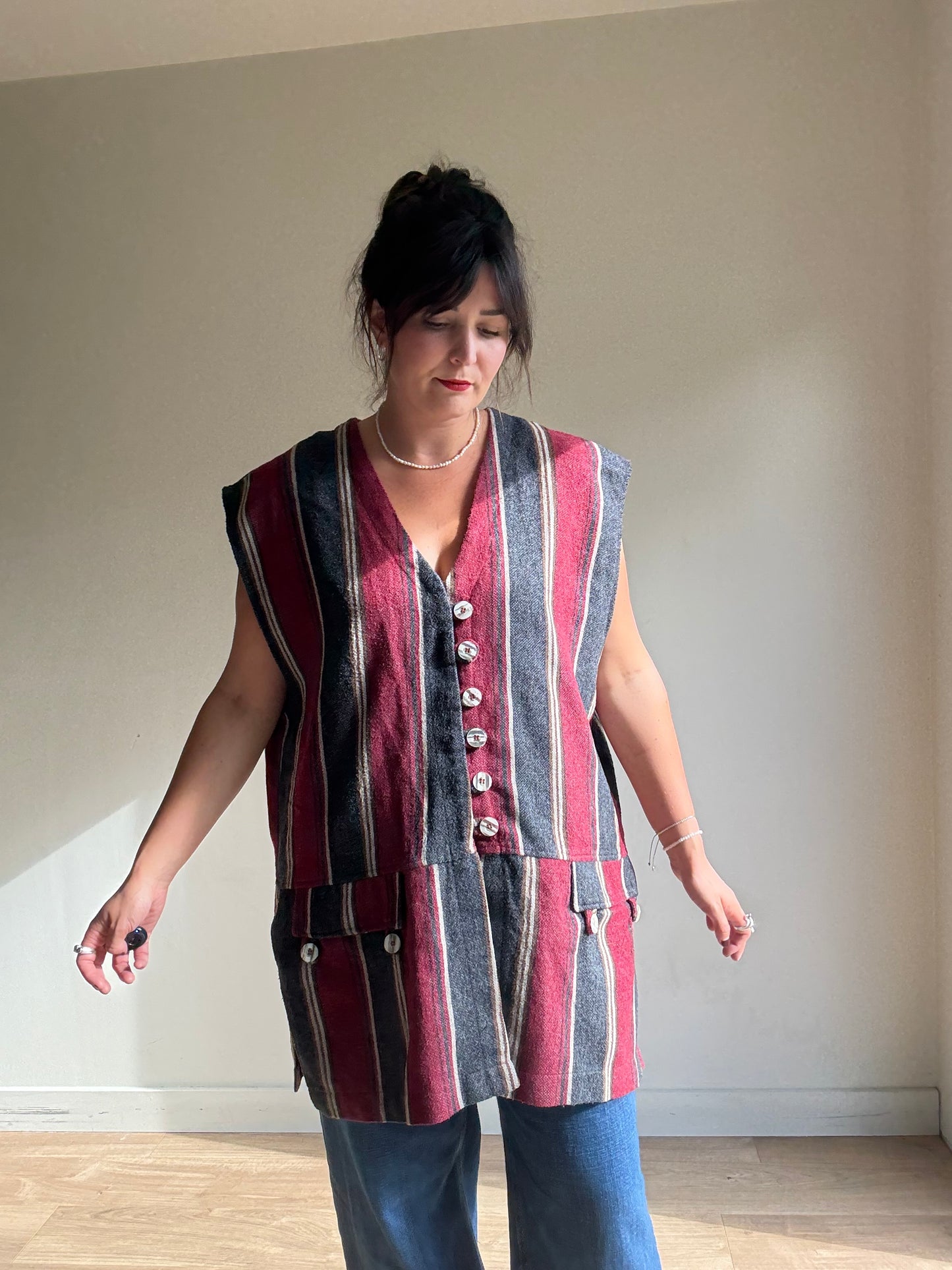 Vintage Wool Stripe Waistcoat, XL-XXL