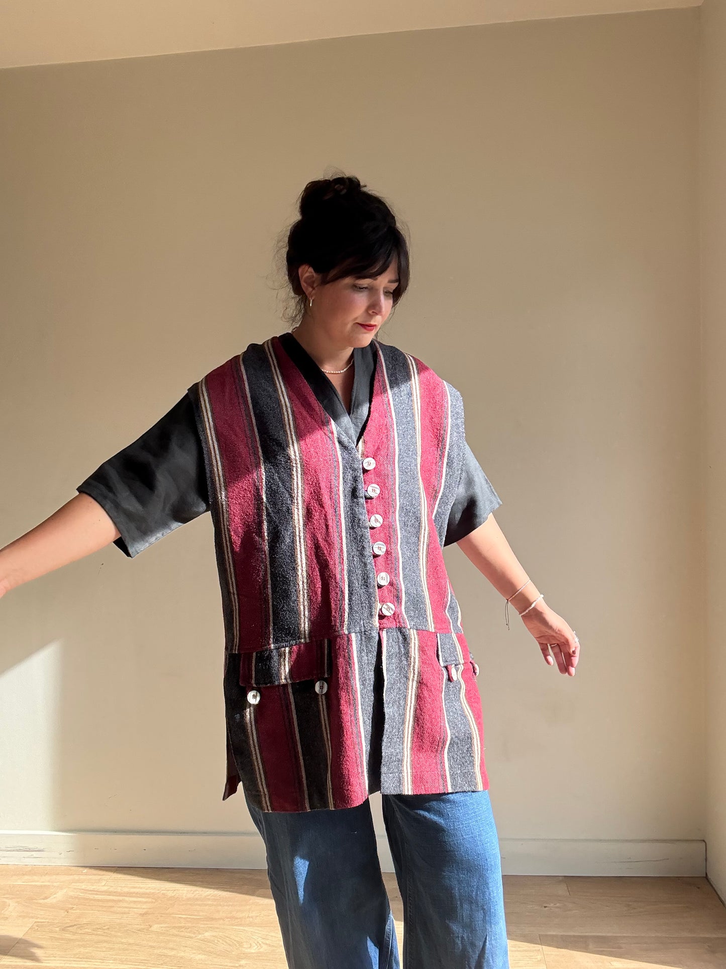 Vintage Wool Stripe Waistcoat, XL-XXL