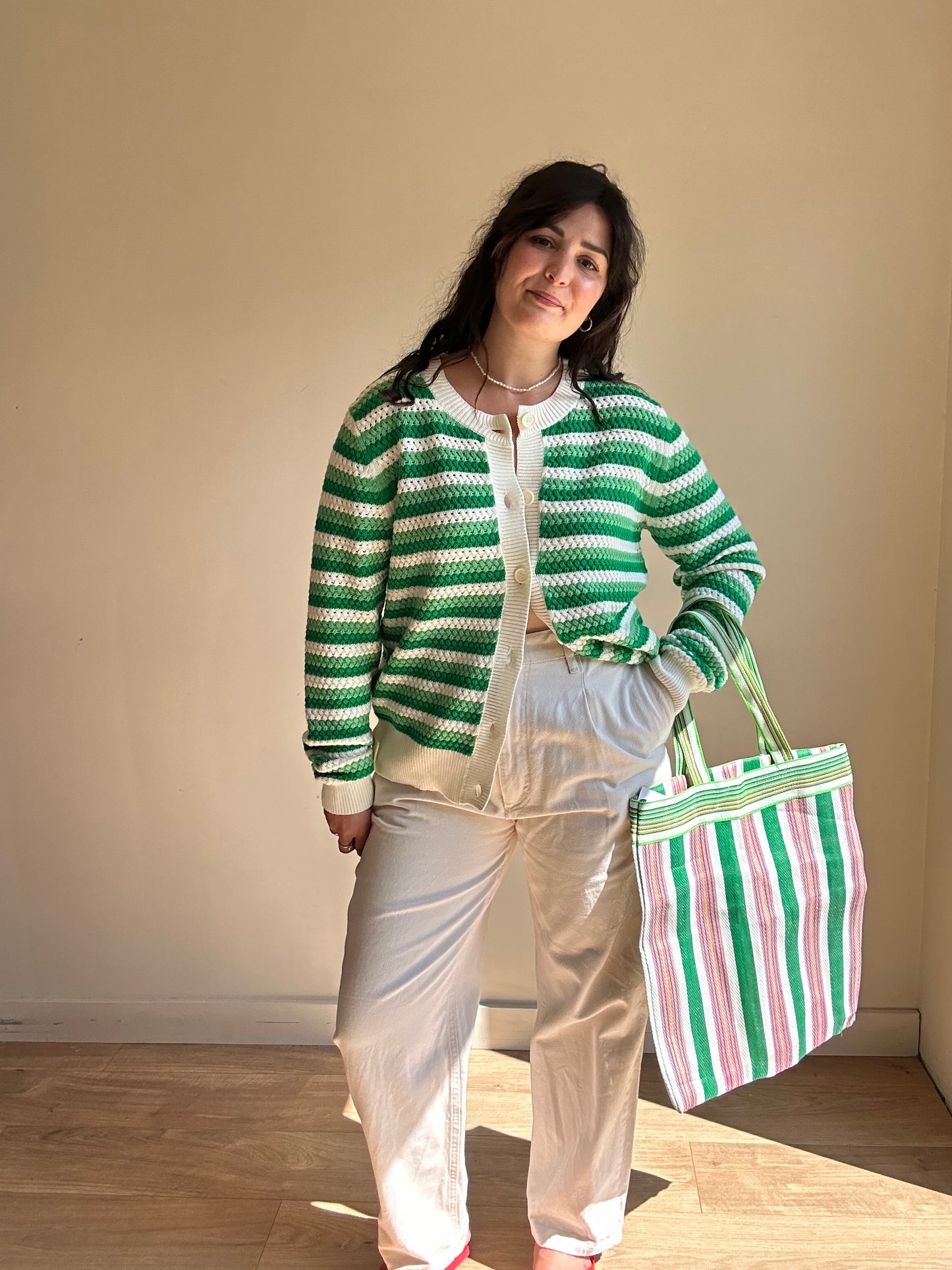Plastic Woven Shopper Tote Bag, One Size