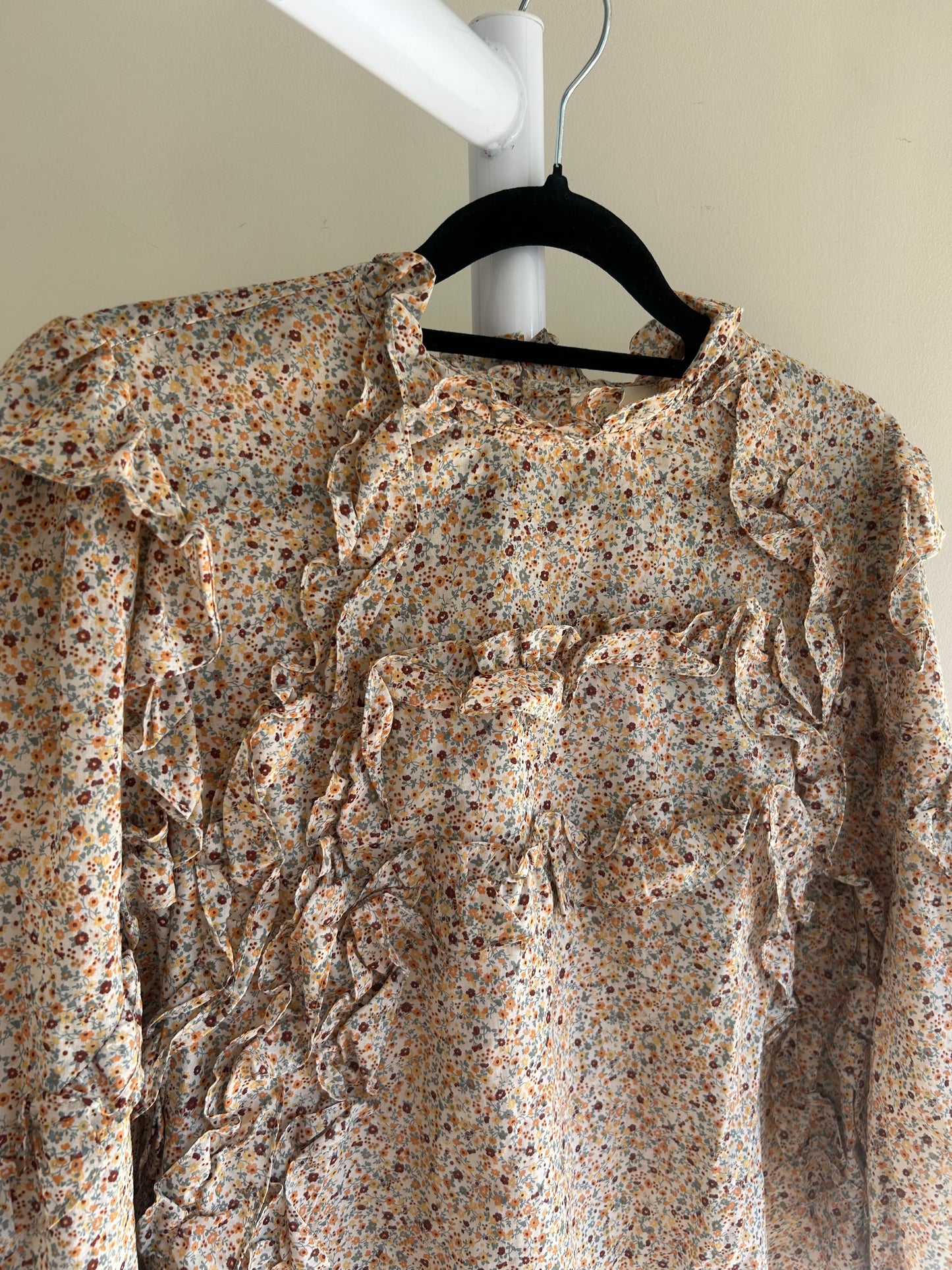 Sezane Emmy Frill Floral Blouse, 40