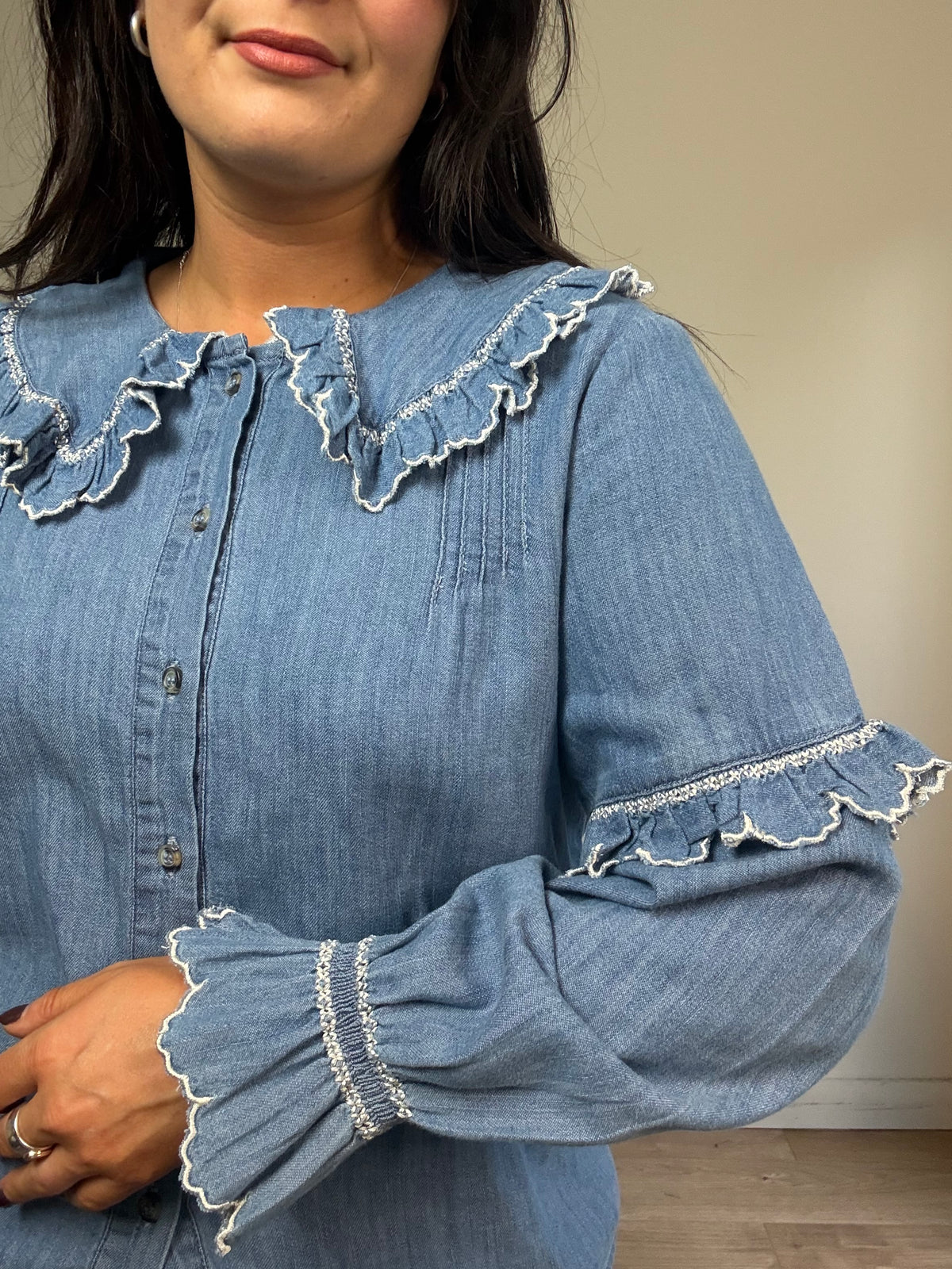 Seventy & Mochi Embroidered Denim Shirt, 12