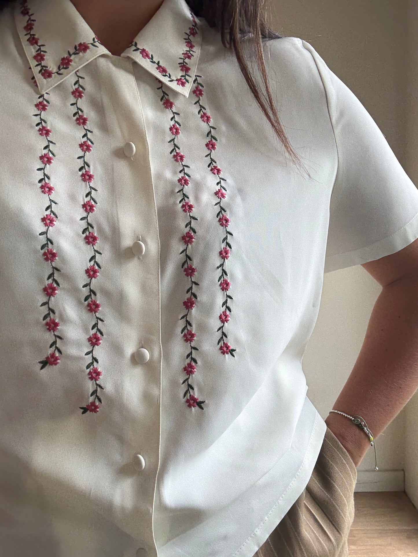 Vintage Eastex Embroidered Floral Shirt, 14