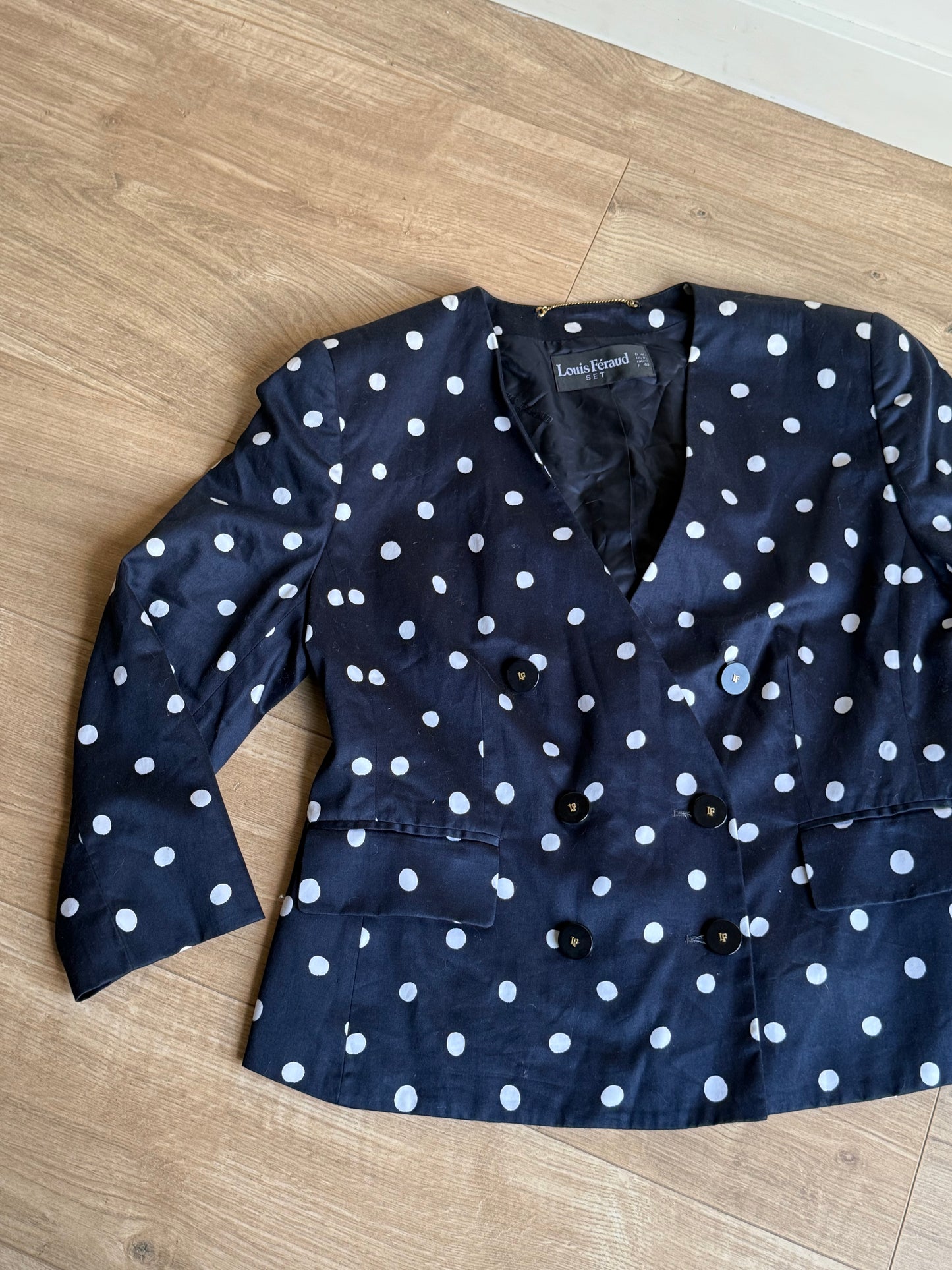 Louis Féraud Vintage French Polka Dot Blazer, XL