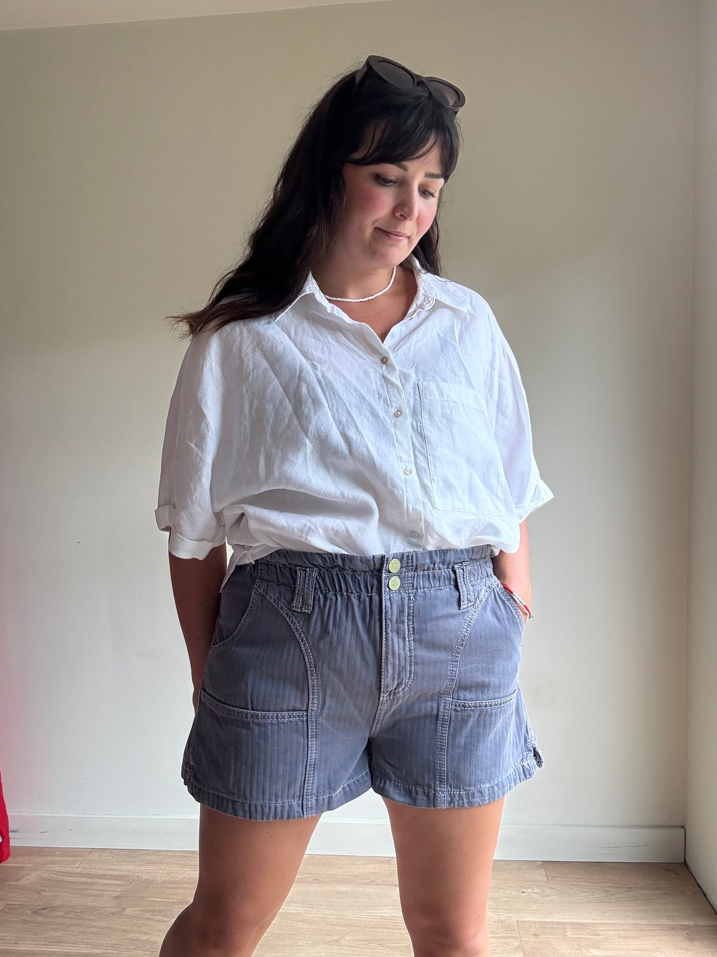 Seventy + Mochi Contrast Stitch Shorts, L