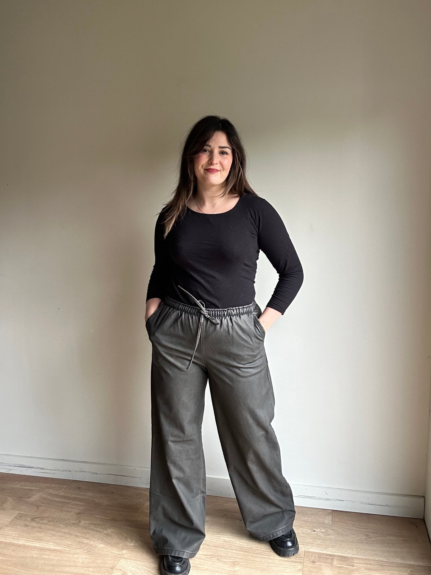 Stradivarius NEW Faux Leather Wide Leg Trousers, XL