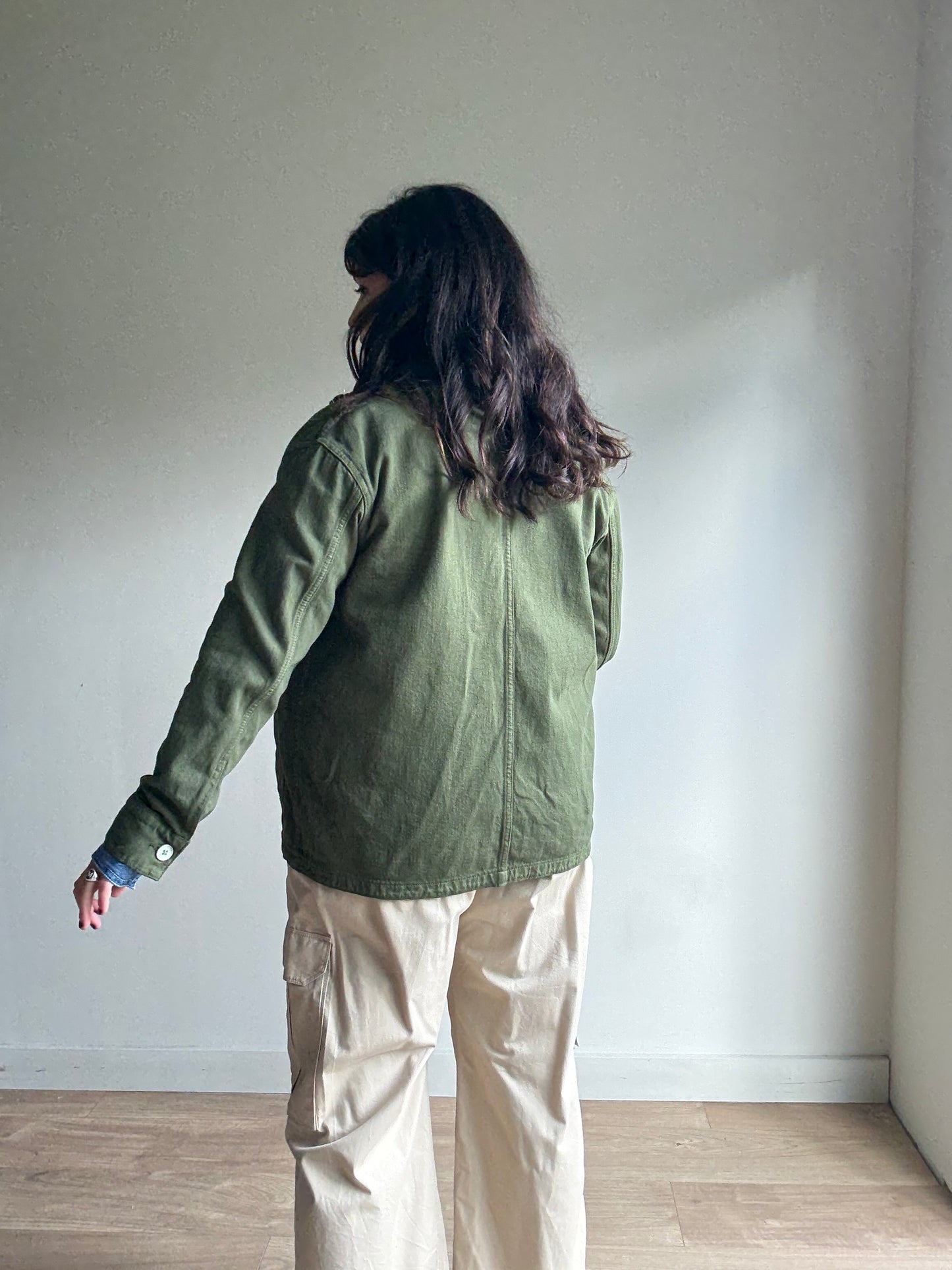 Green Zara Cotton Casual Jacket, S