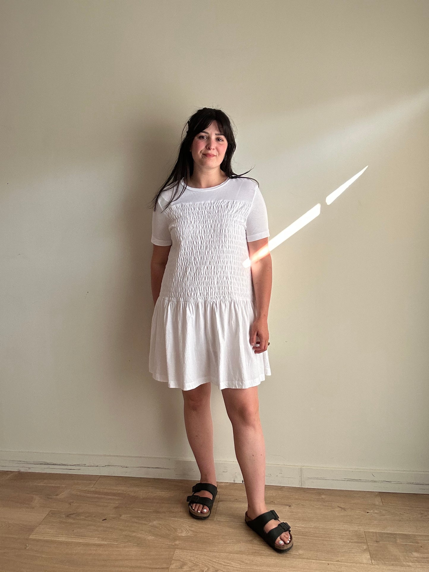Zara Smocked Jersey Mini Dress, M