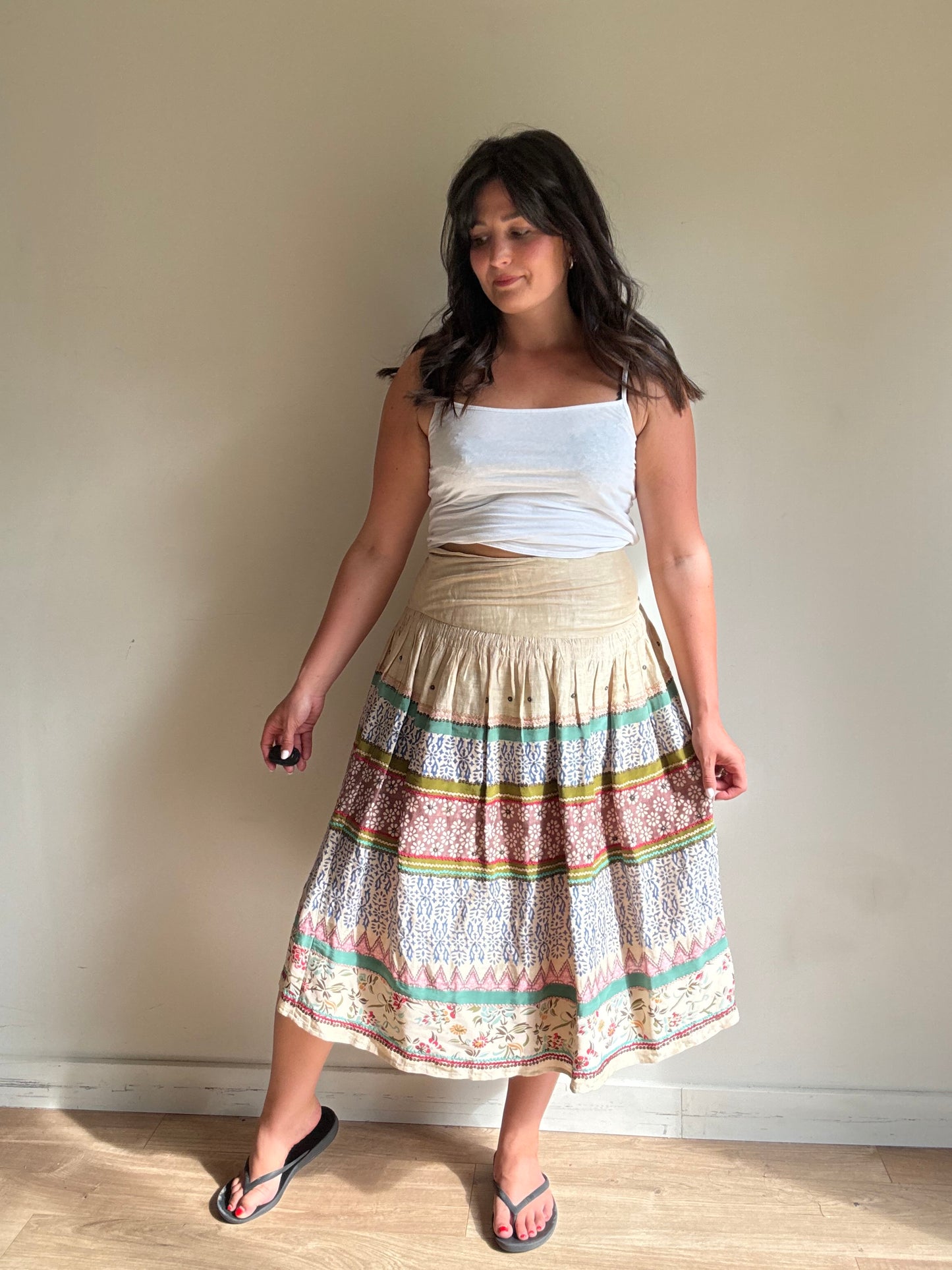 Megan Park Silk Printed Midi Skirt, M (Copy)