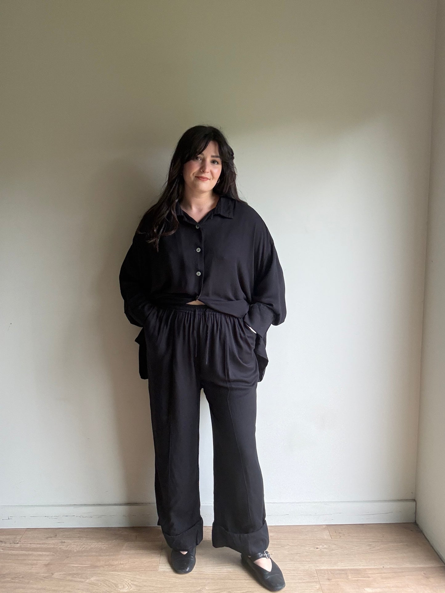 Black Sleeper Shirt & Trousers, Size 1