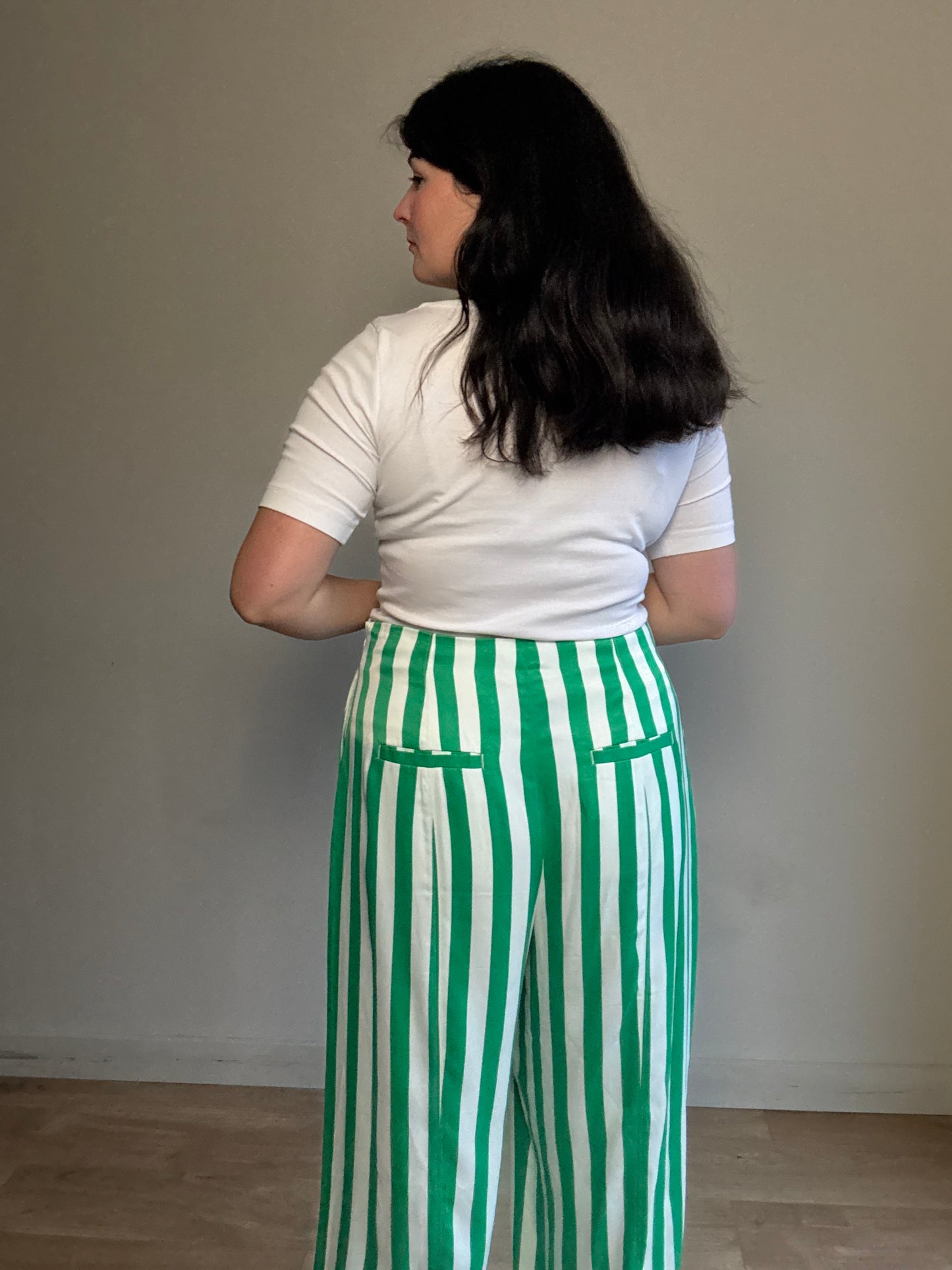 Boden Stripe Satin High Waist Trousers, 16