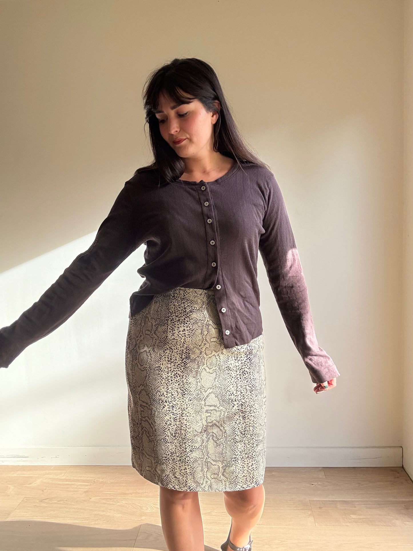 Vintage Snakeprint Straight Skirt, 12-14