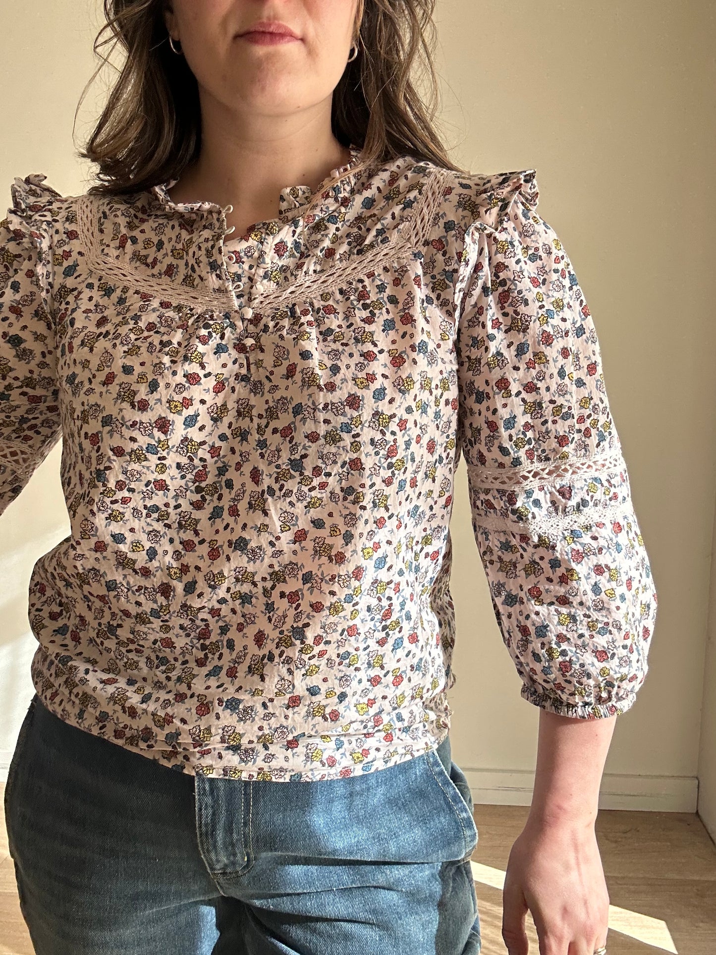 Wyse Floral Frill Blouse, 10