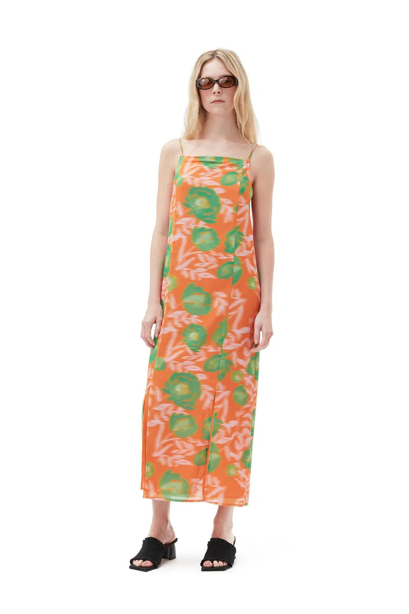 Ganni Crepe Printed Midi Dress, 42