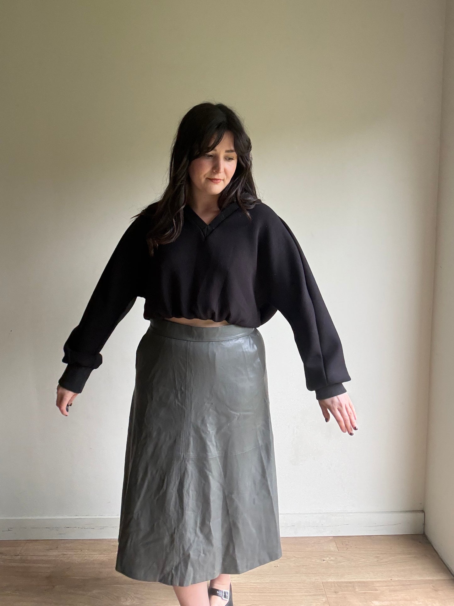 Mango Faux Leather Panel Skirt, 14