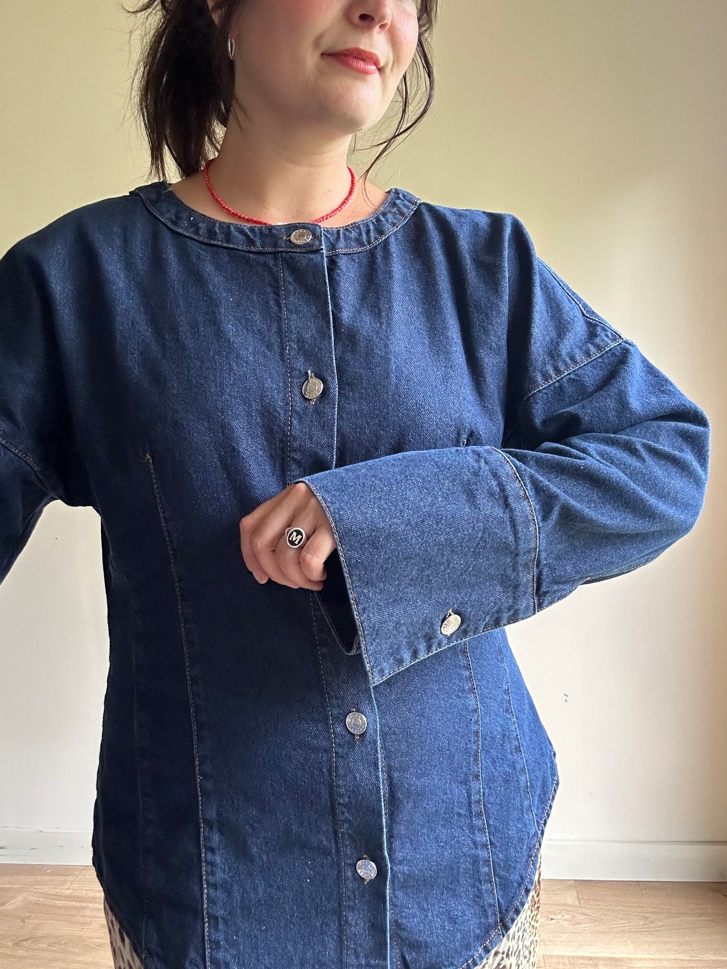 ASOS Design Cinched Denim Shirt Jacket, L-XL