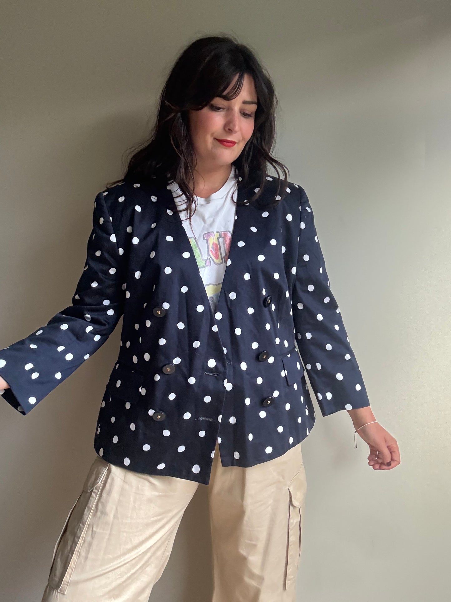 Louis Féraud Vintage French Polka Dot Blazer, XL