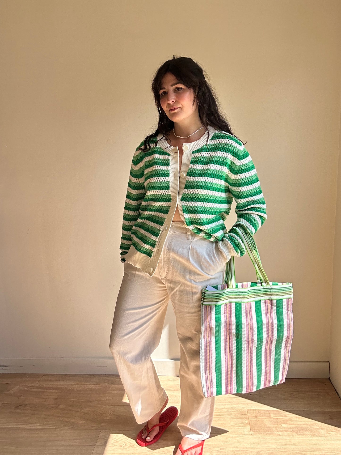 Plastic Woven Shopper Tote Bag, One Size