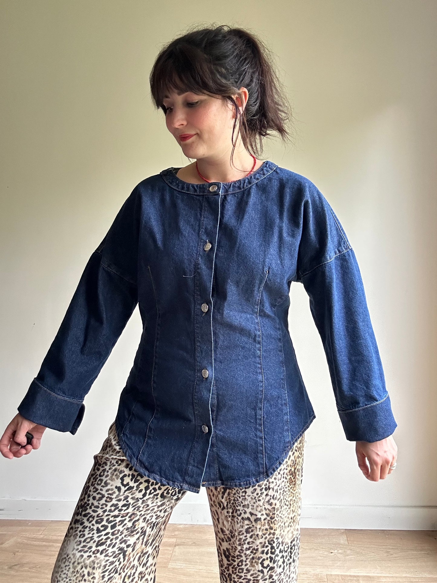 ASOS Design Cinched Denim Shirt Jacket, L-XL