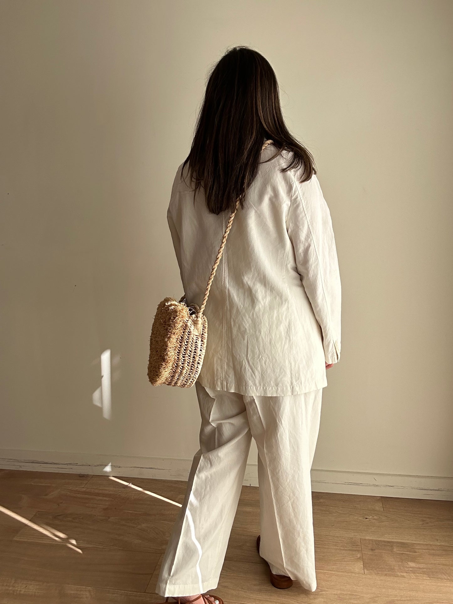Straw Handmade Shaggy Round Crossbody Bag, O/S