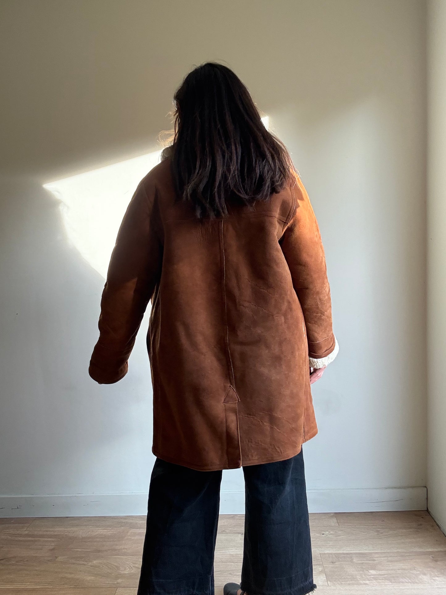 Vintage Sheepskin Shearling Coat, L/XL