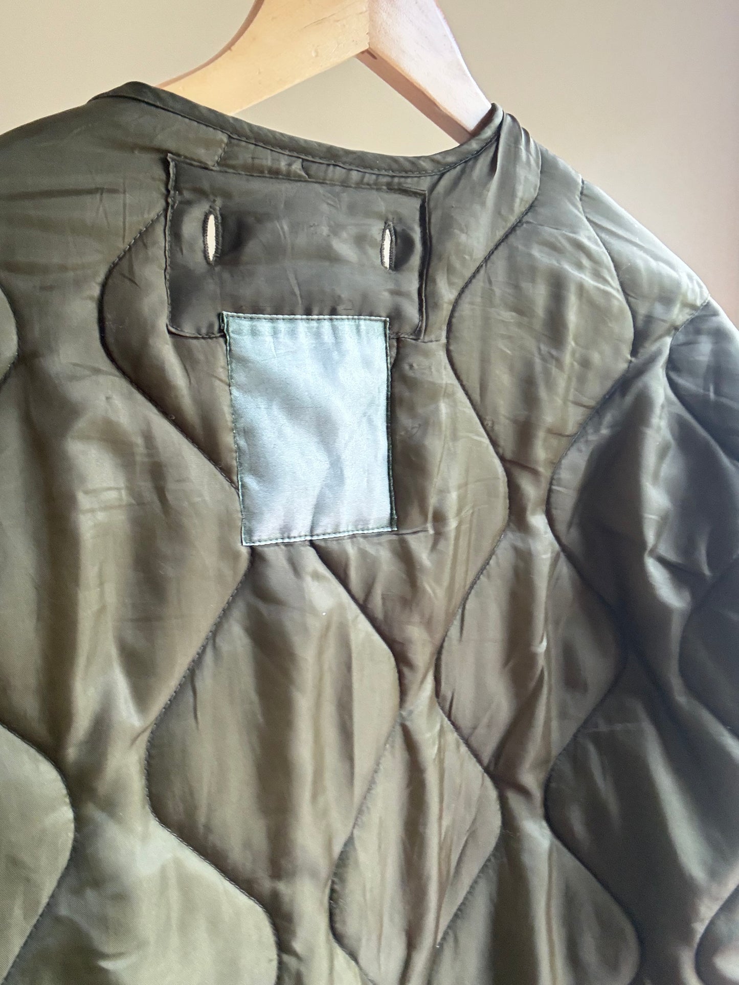 Vintage Quilted Army Military Liner Jacket, One Size