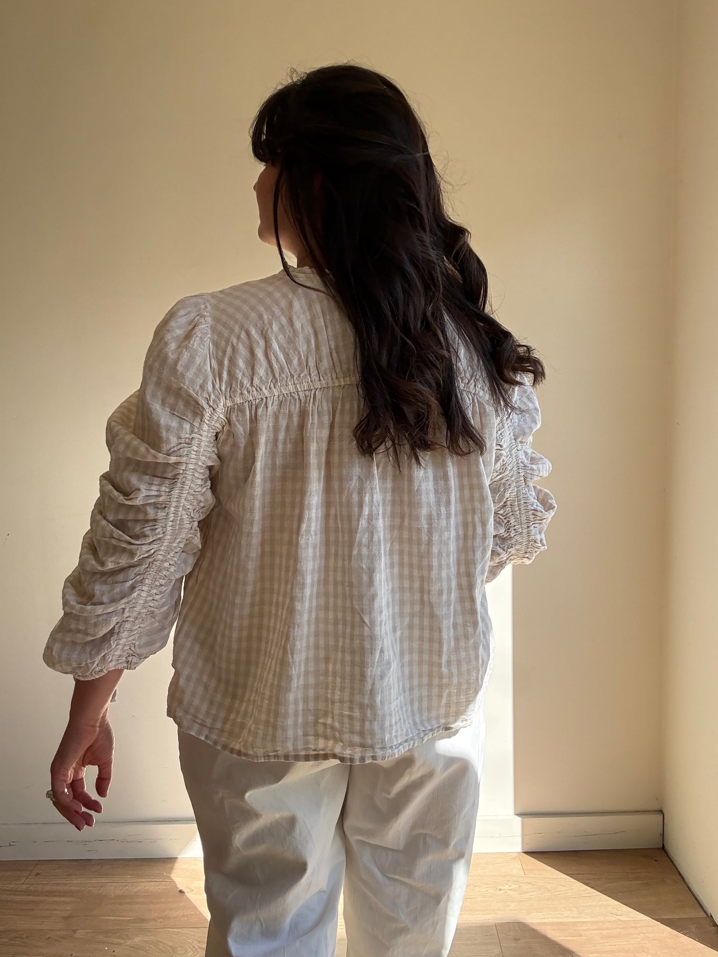 Gingham Cotton Linen Top, 12-14
