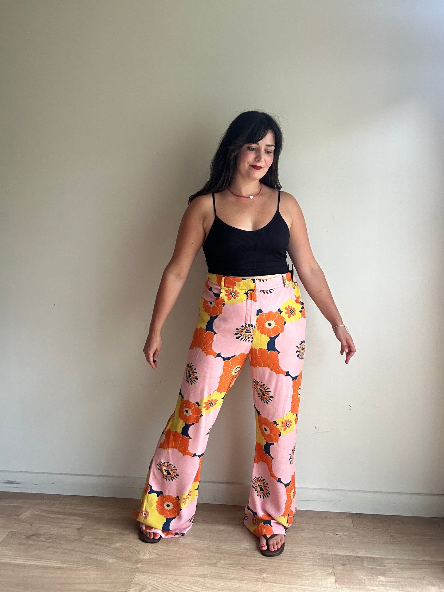 Zara Printed Wide Leg Trousers, XXL