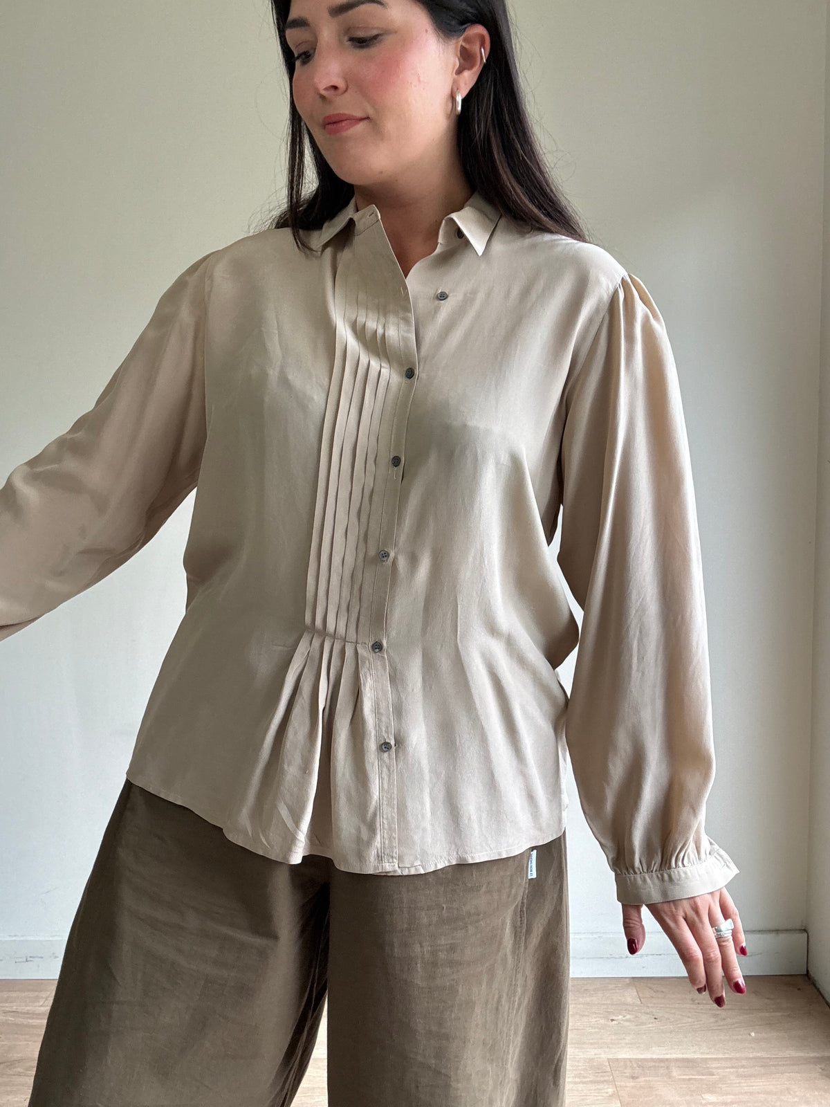 Silk Pleated Blouse, M-L