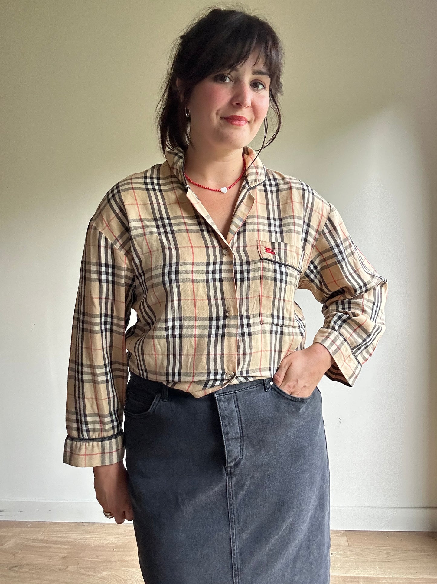 Vintage Burberry's Classic Check Print Shirt, S