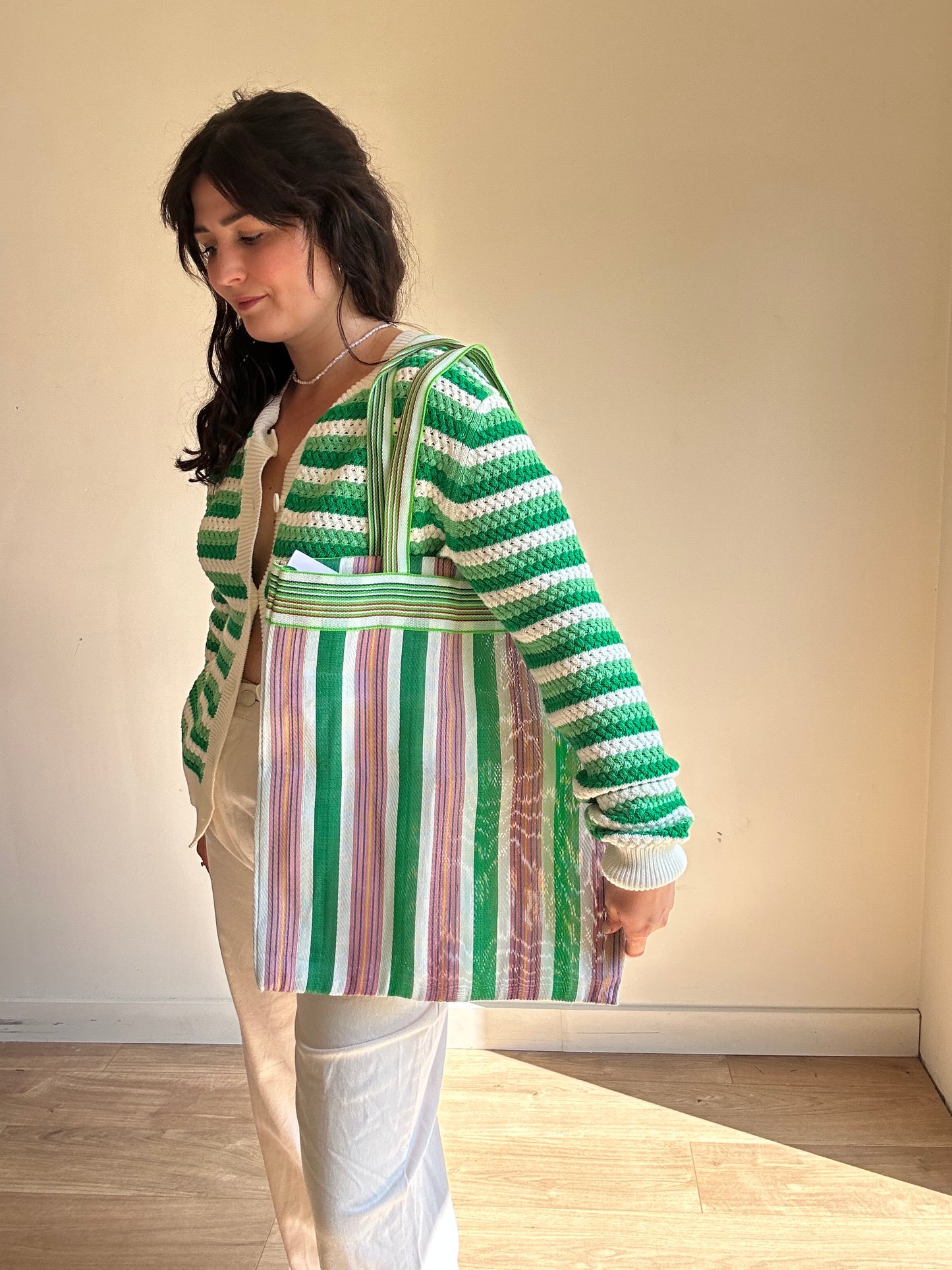 Plastic Woven Shopper Tote Bag, One Size