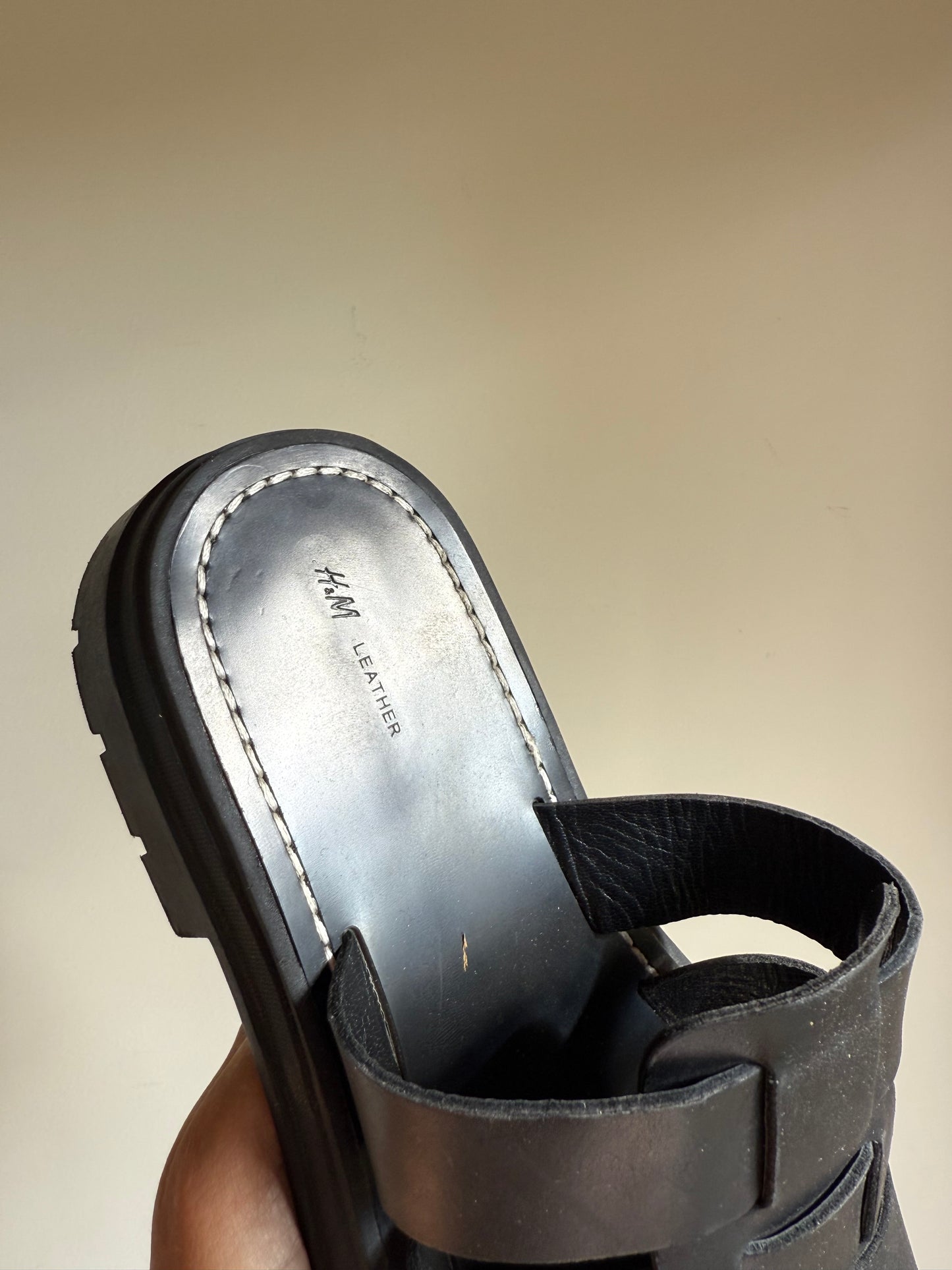 Black H&M Leather Sandals, 40