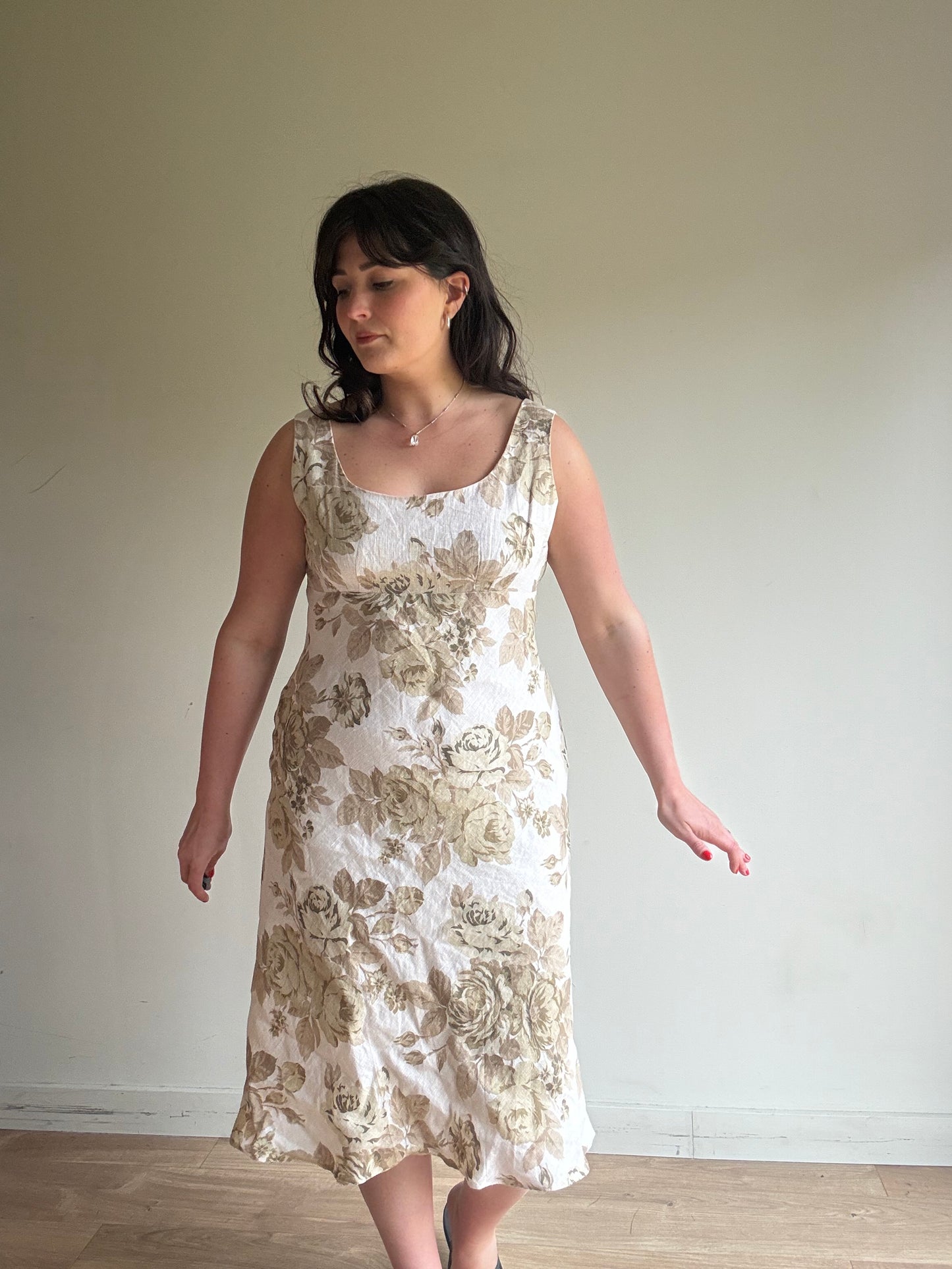 Vintage Planet Floral Linen Dress, 14