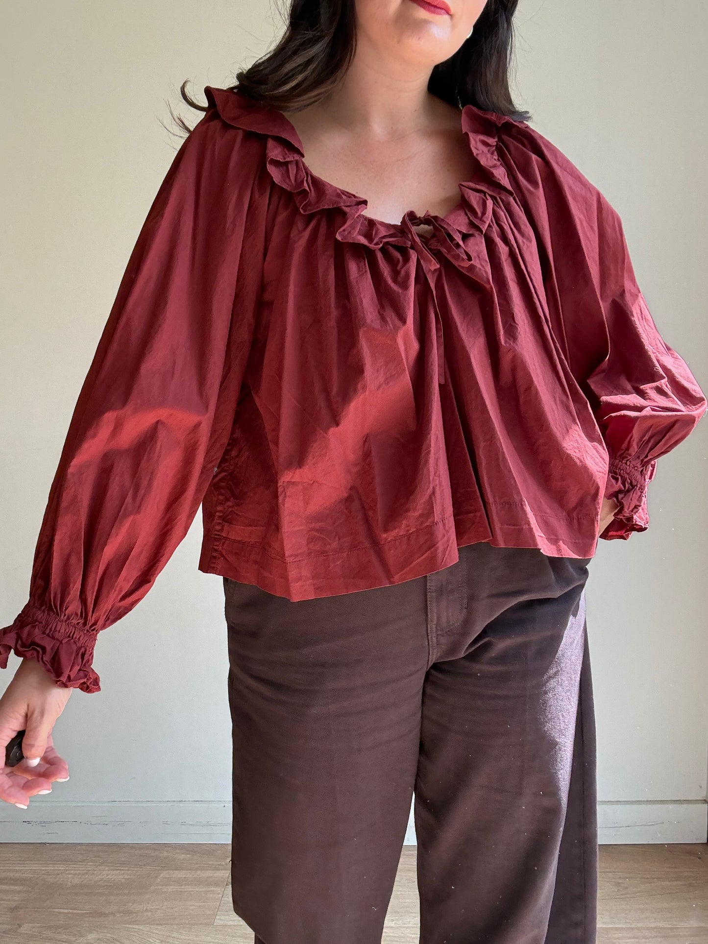 Doen Cotton Frill Blouse, L