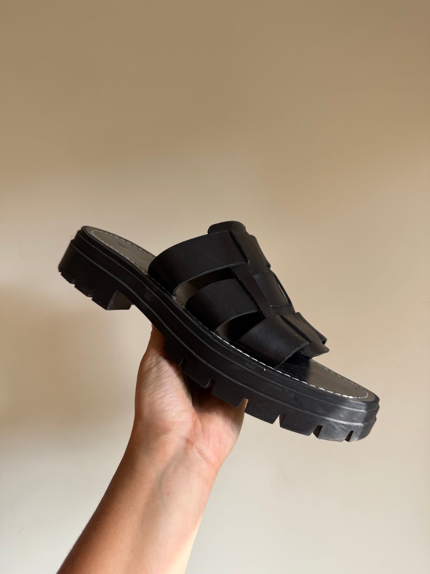 Black H&M Leather Sandals, 40