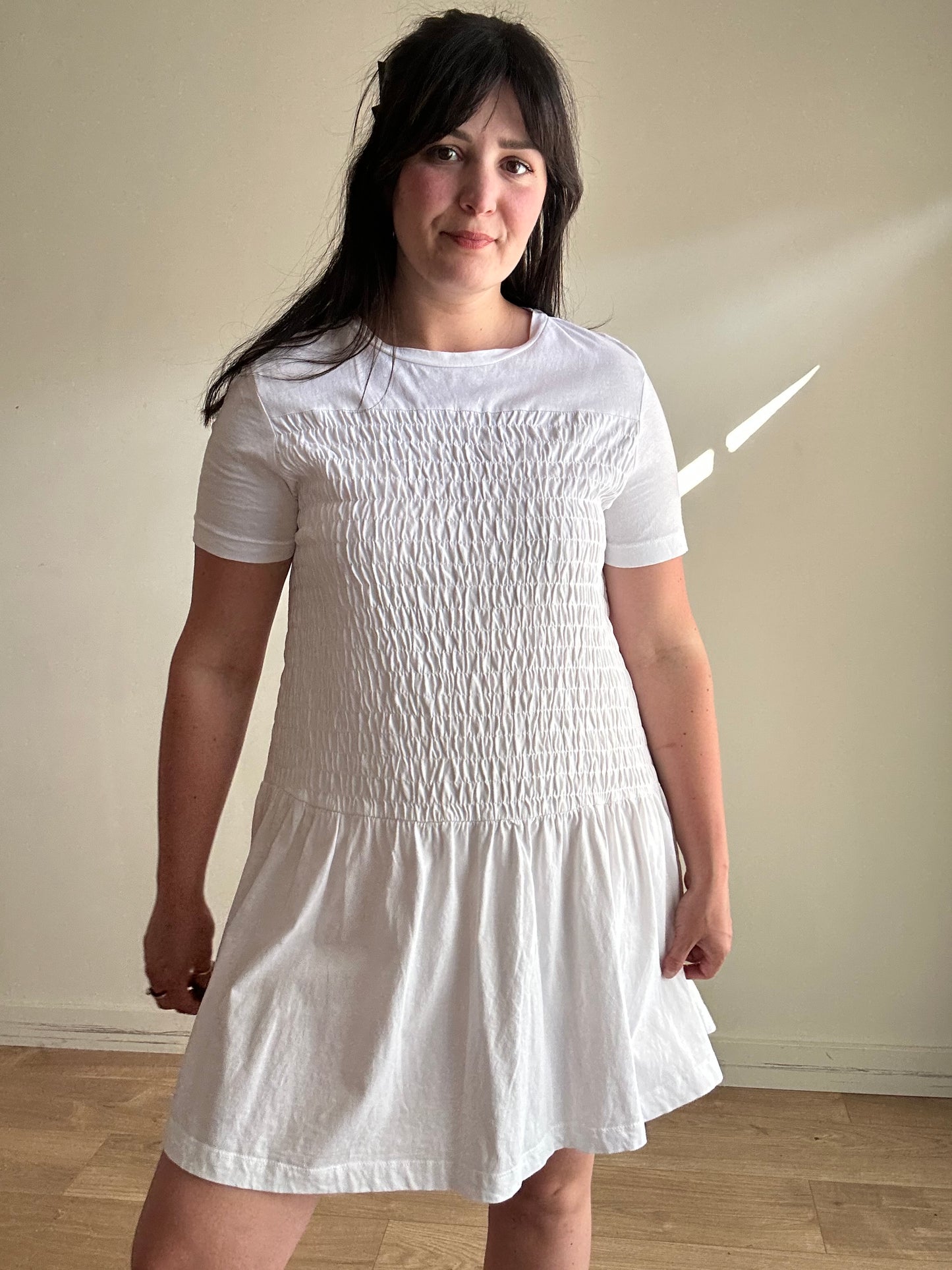 Zara Smocked Jersey Mini Dress, M