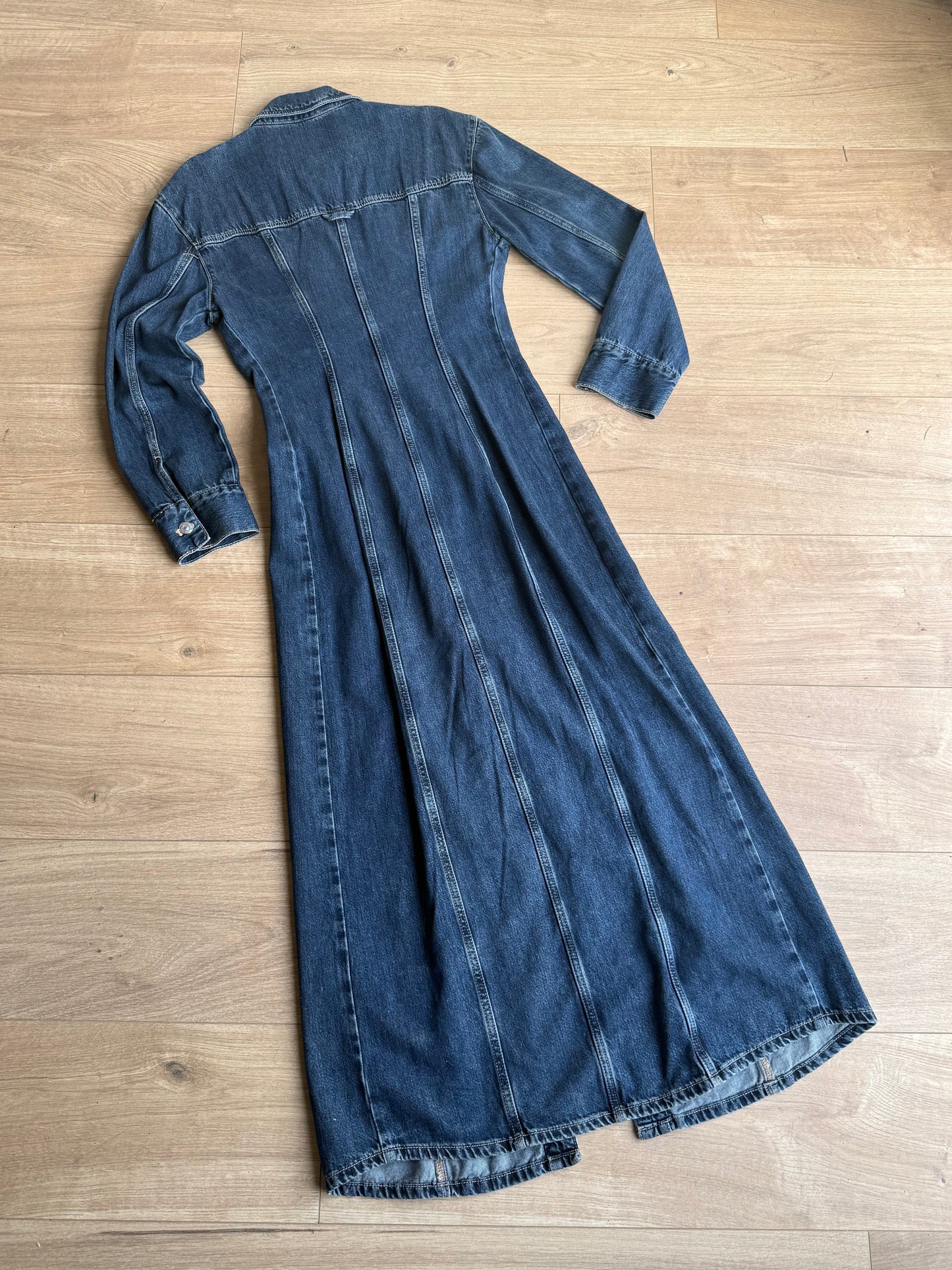 Zara Button Up Denim Maxi Dress, XS