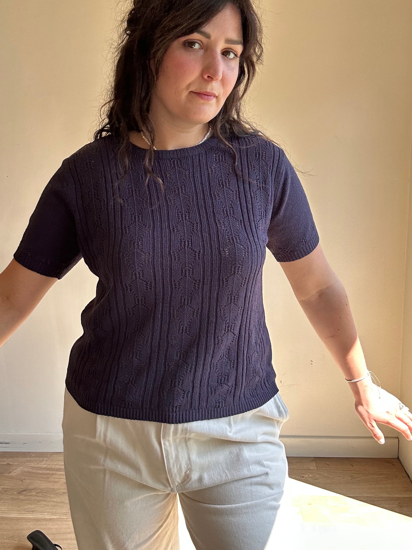 Vintage Pointelle Little Top, XL