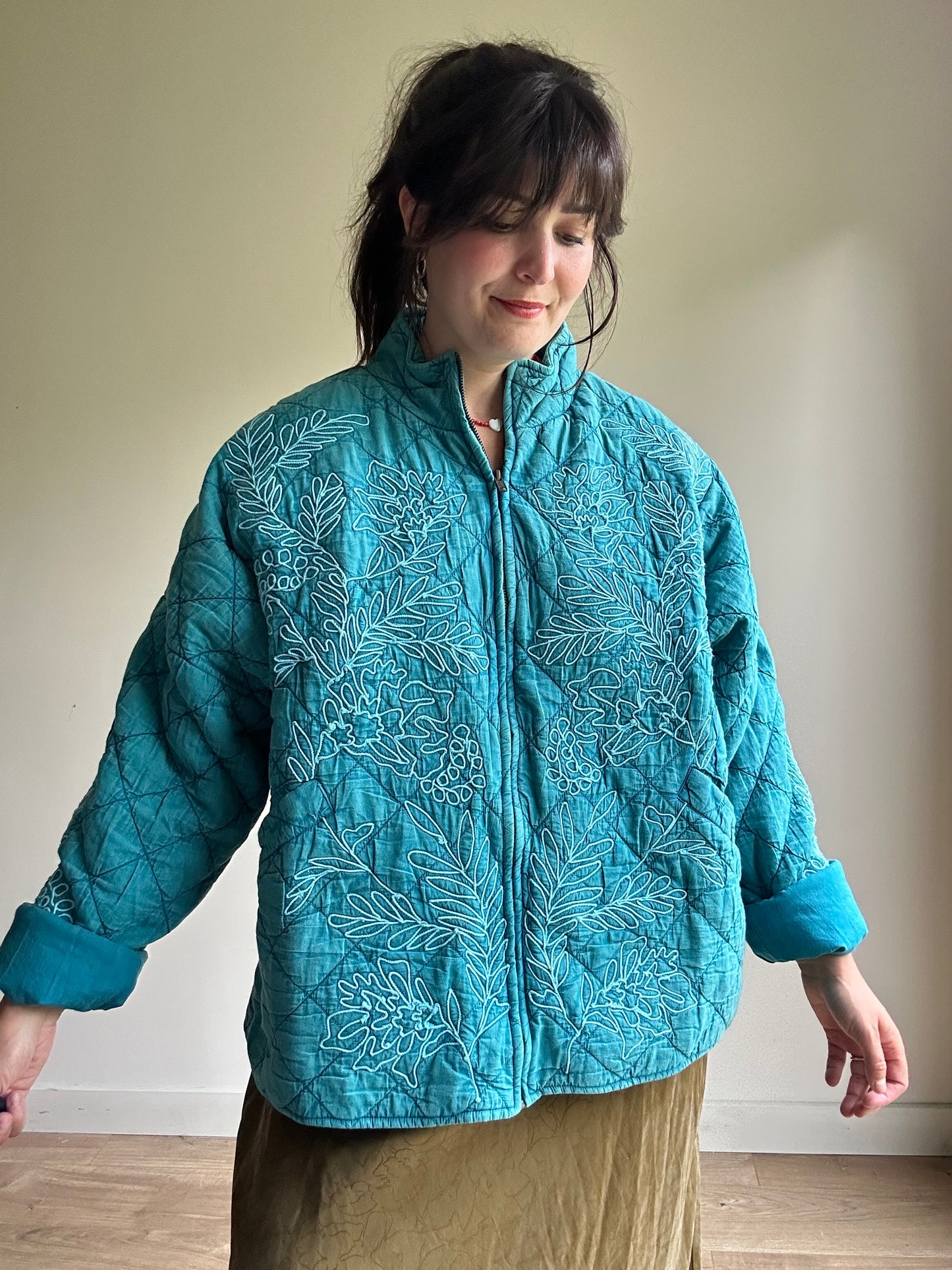 East Embroidered Quilted Jacket, XL