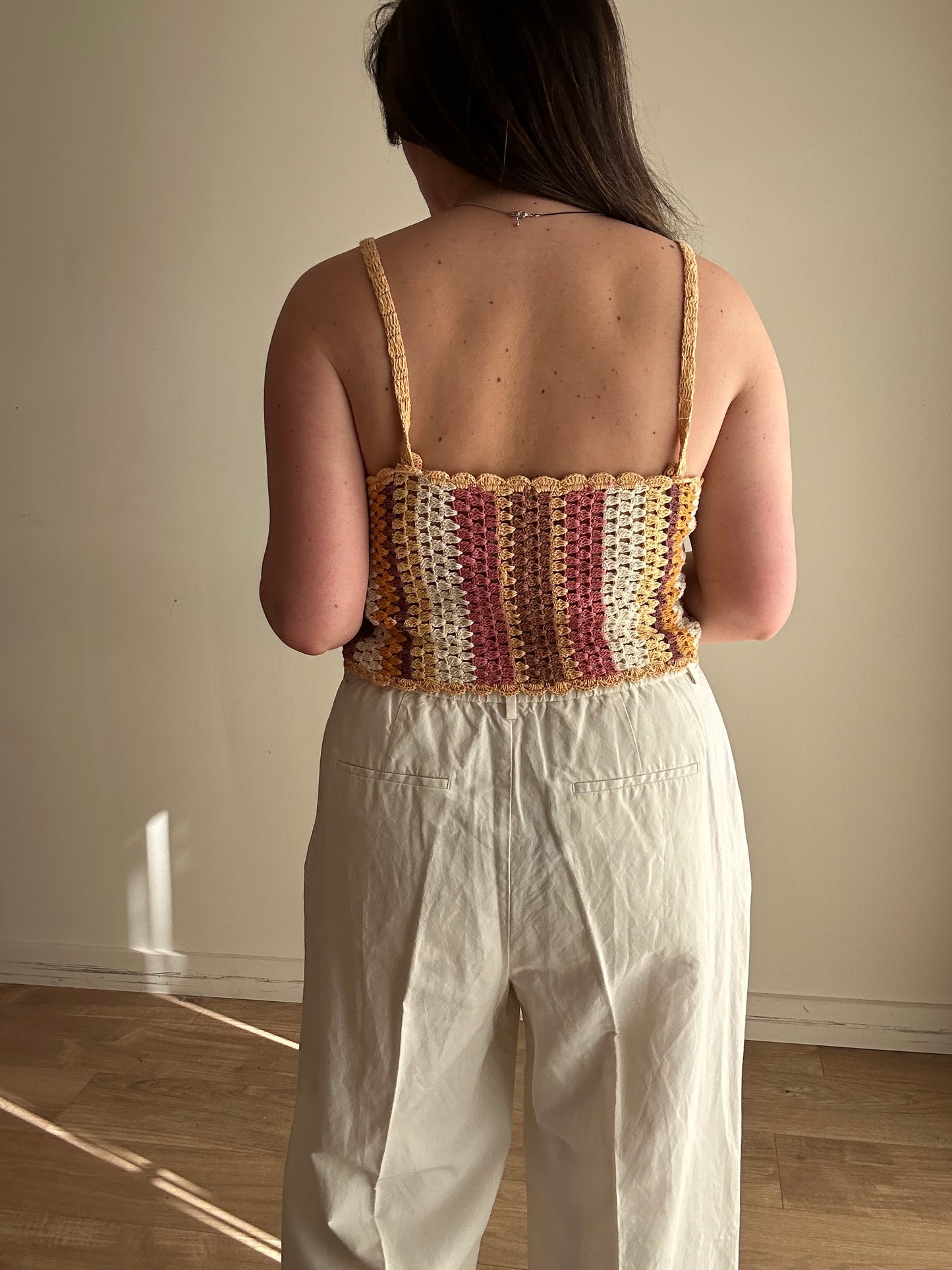 Stripe Zara Crochet Crop Top, M-L