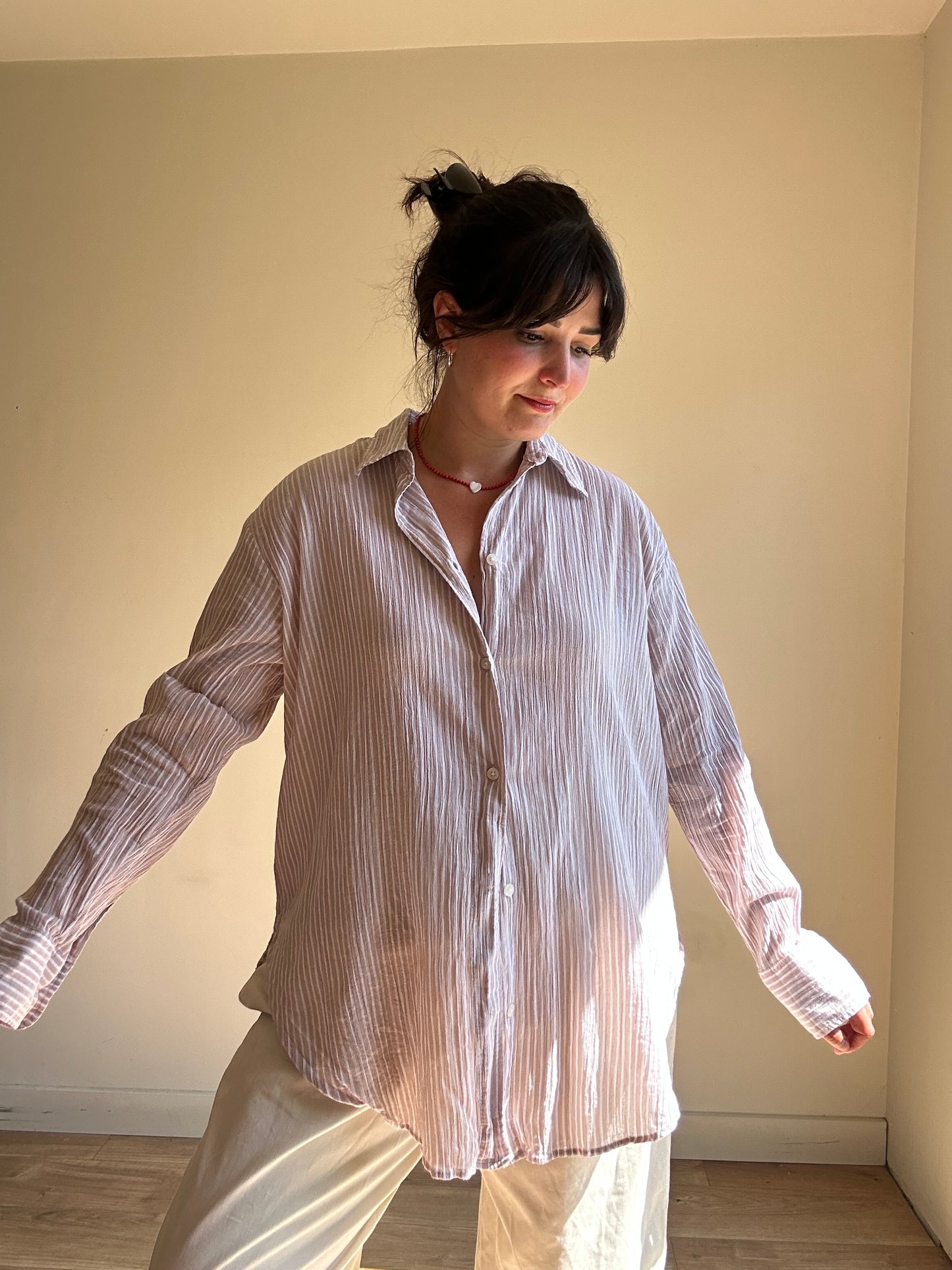 H&M Crinkle Stripe Shirt, M