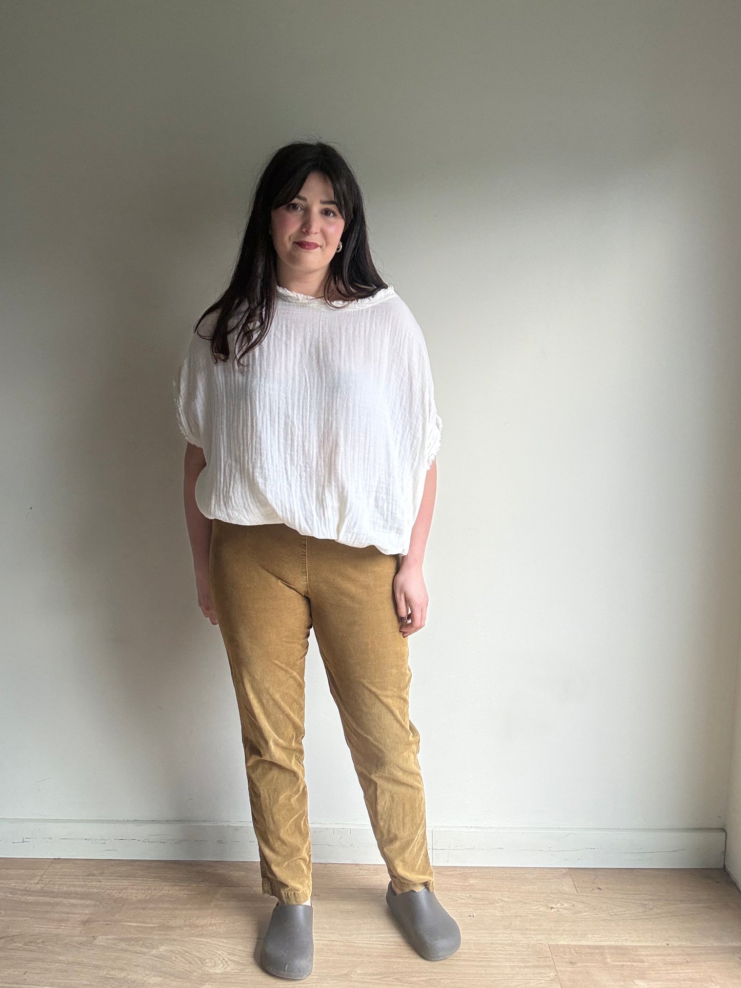 Tan OSKA Slim Leg Needle Cord Trousers, 2