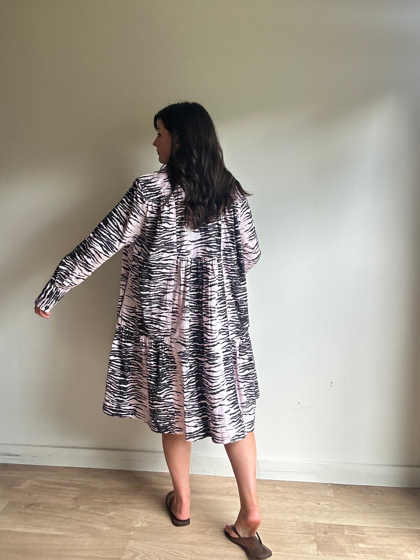 Ganni Tiger Print Cotton Dress, 38