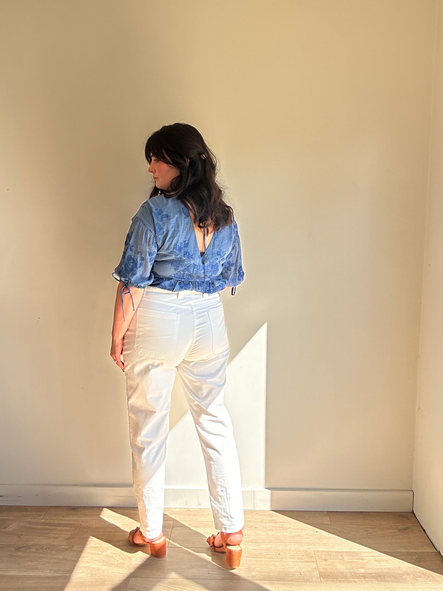 White Zara NEW Cotton Trousers, 44/XL